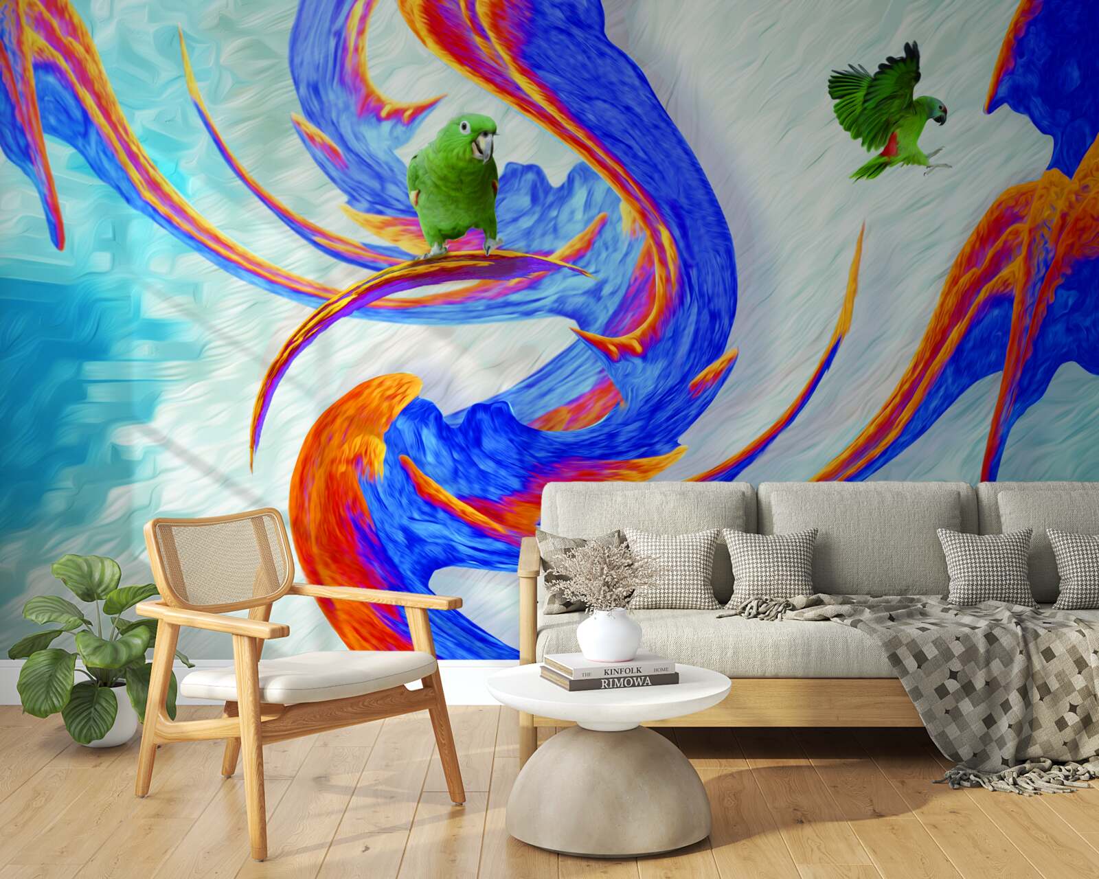 Papier peint abstraction d'un perroquet dans un arbre