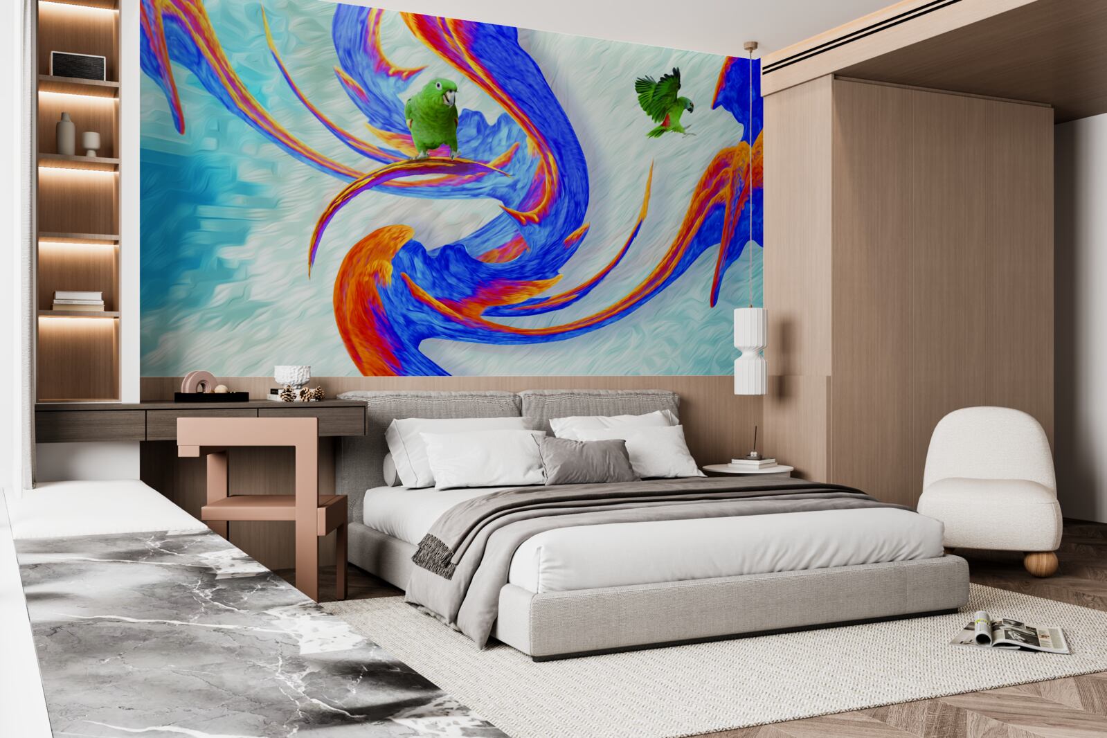 Papier peint abstraction d'un perroquet dans un arbre