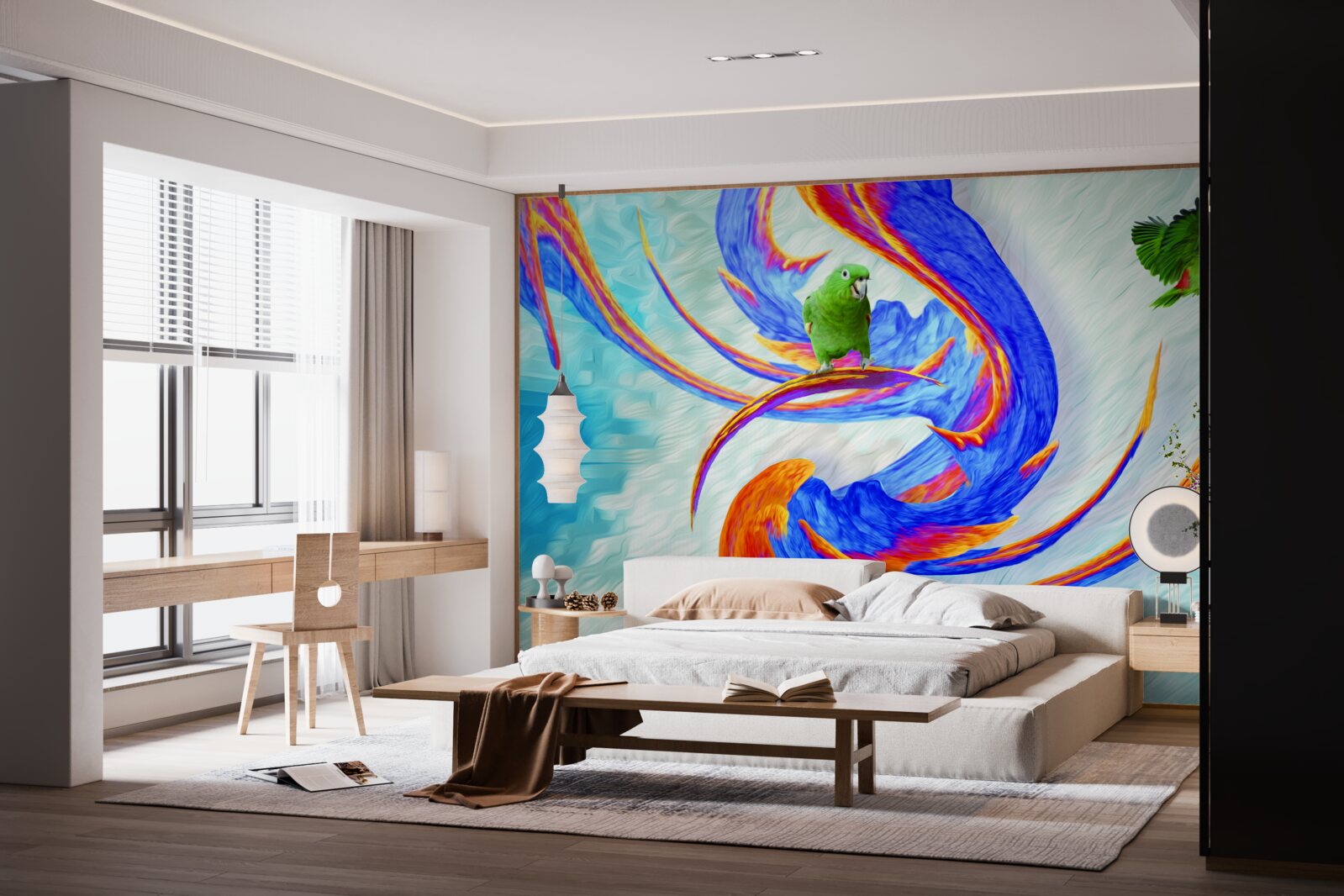 Papier peint abstraction d'un perroquet dans un arbre