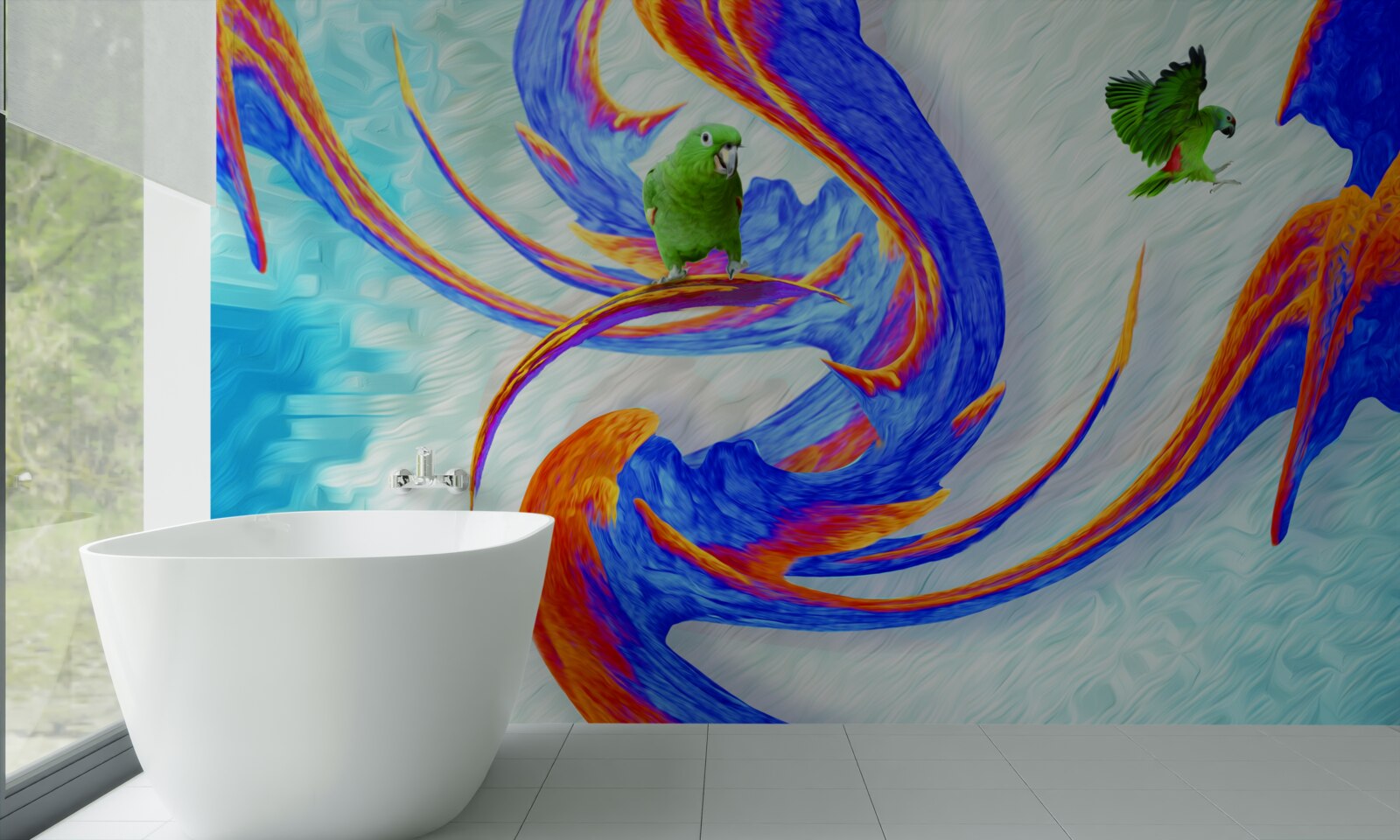 Papier peint abstraction d'un perroquet dans un arbre