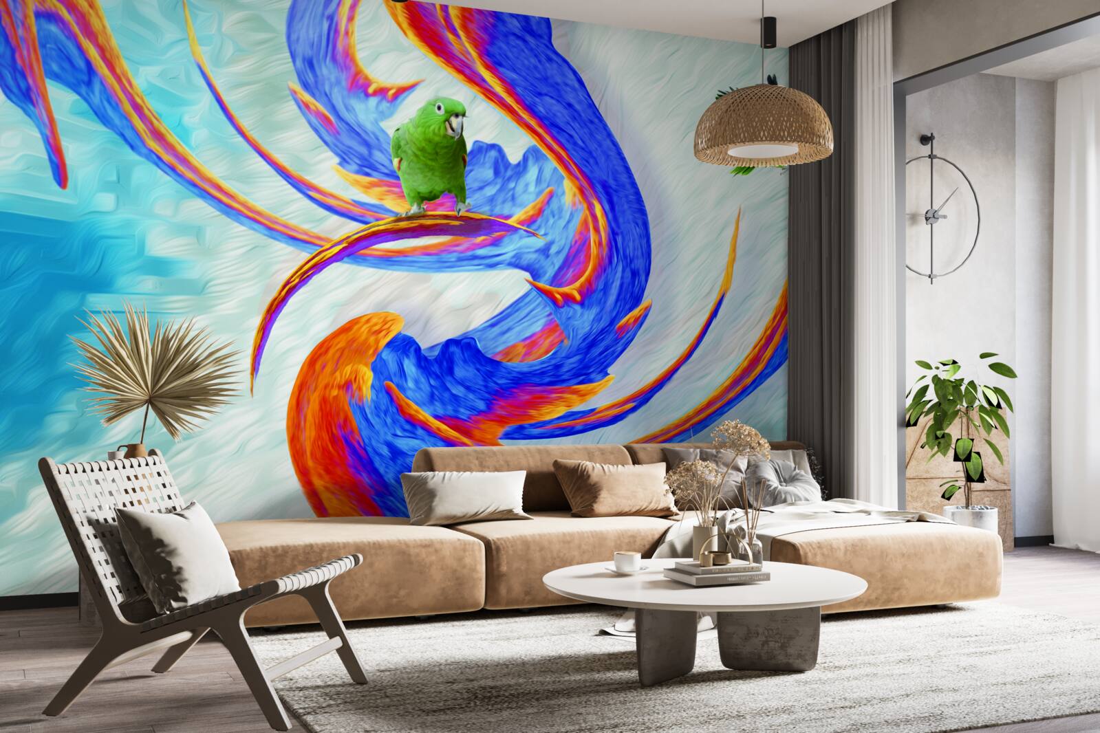 Papier peint abstraction d'un perroquet dans un arbre