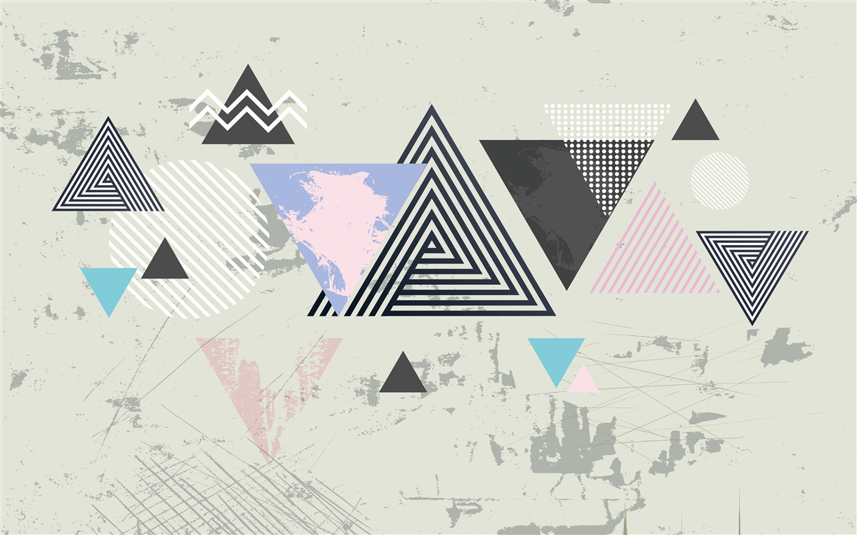 Papier peint formes triangulaires sur fond gris