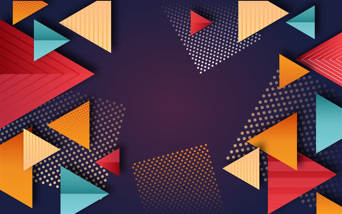 Papier peint triangles de différentes teintes sur fond violet