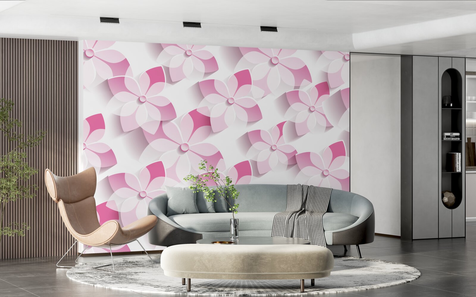 Papier peint fond dans des tons floraux roses