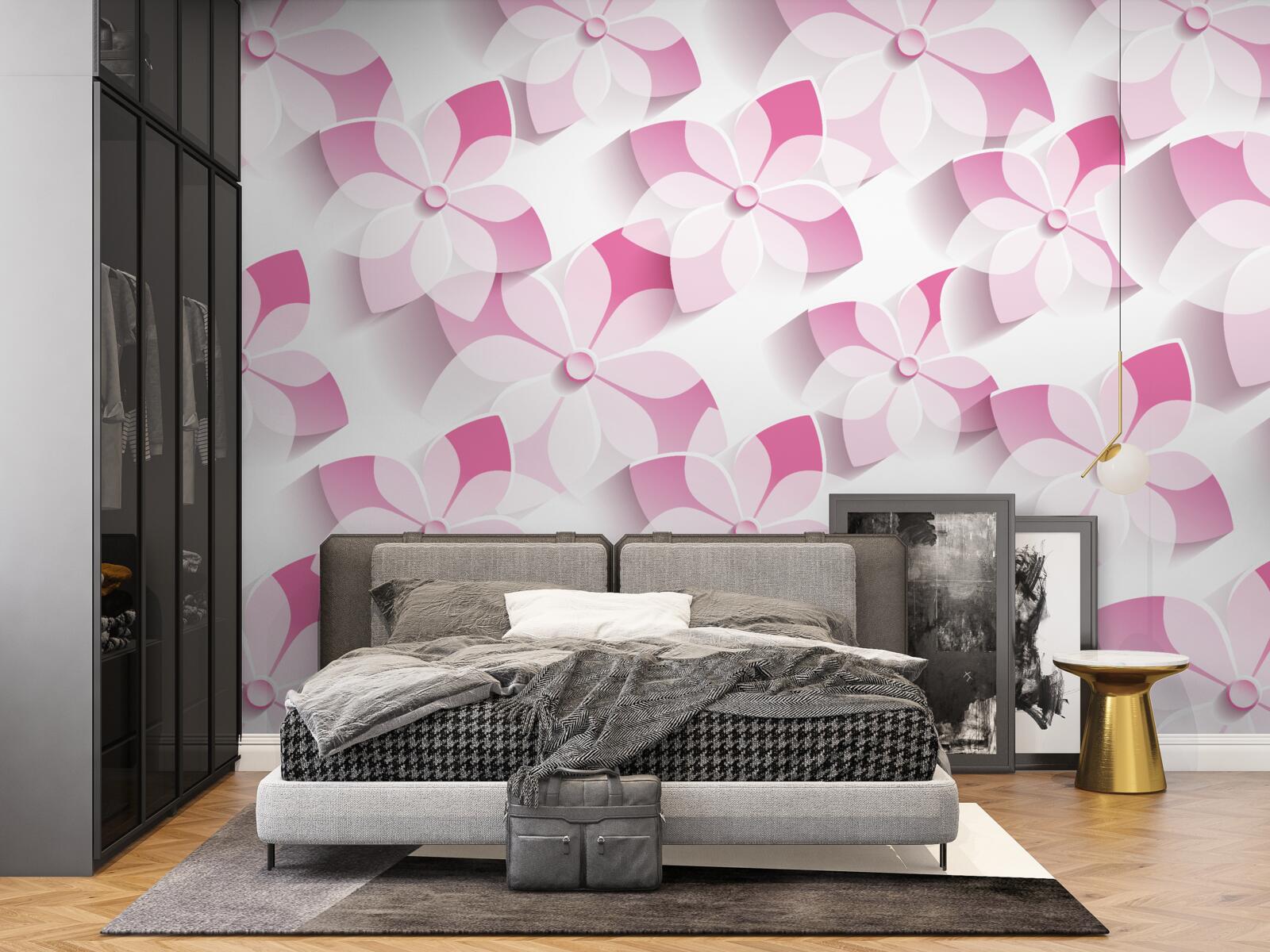 Papier peint fond dans des tons floraux roses