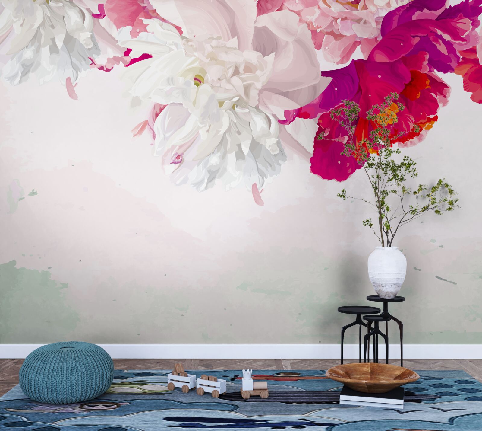 Papier peint fond richement coloré en nuances de blanc