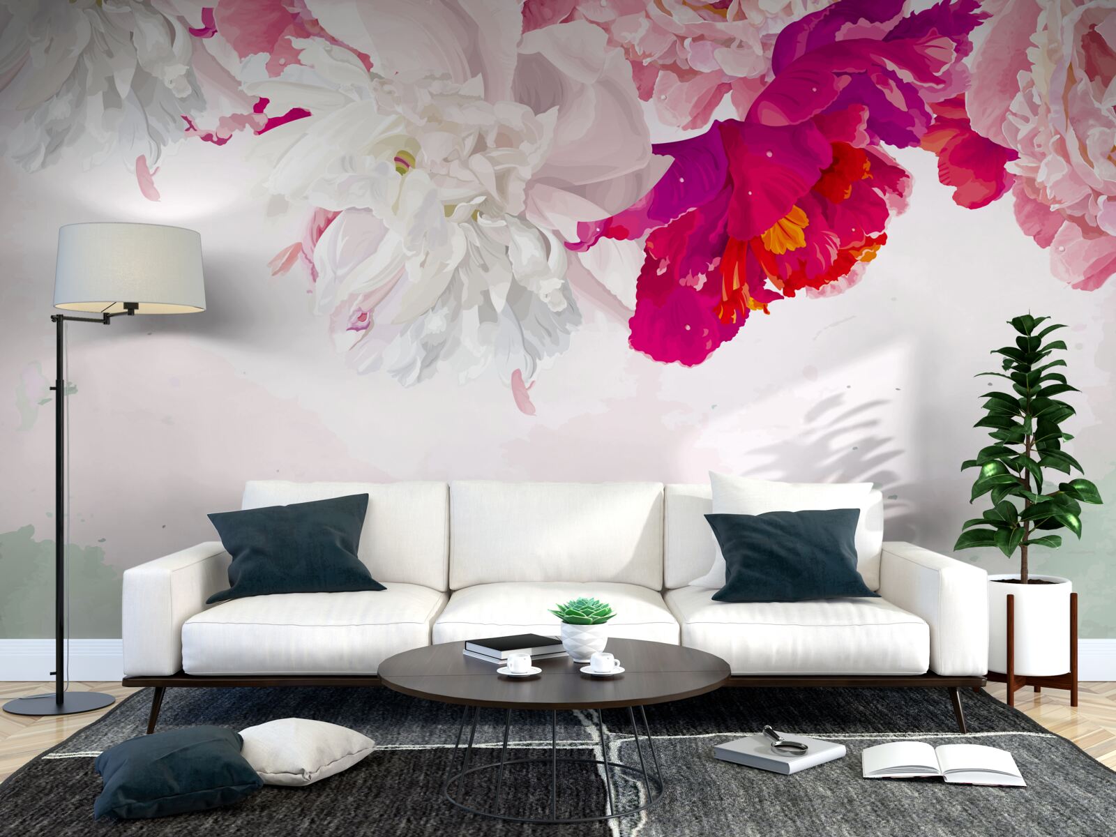 Papier peint fond richement coloré en nuances de blanc