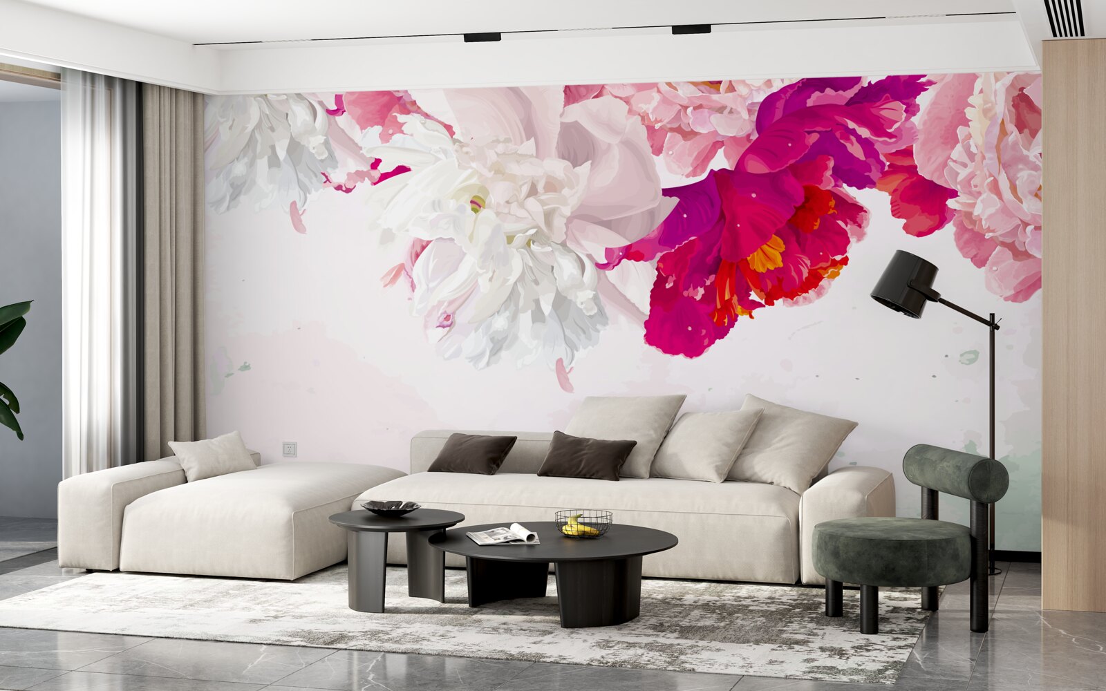 Papier peint fond richement coloré en nuances de blanc