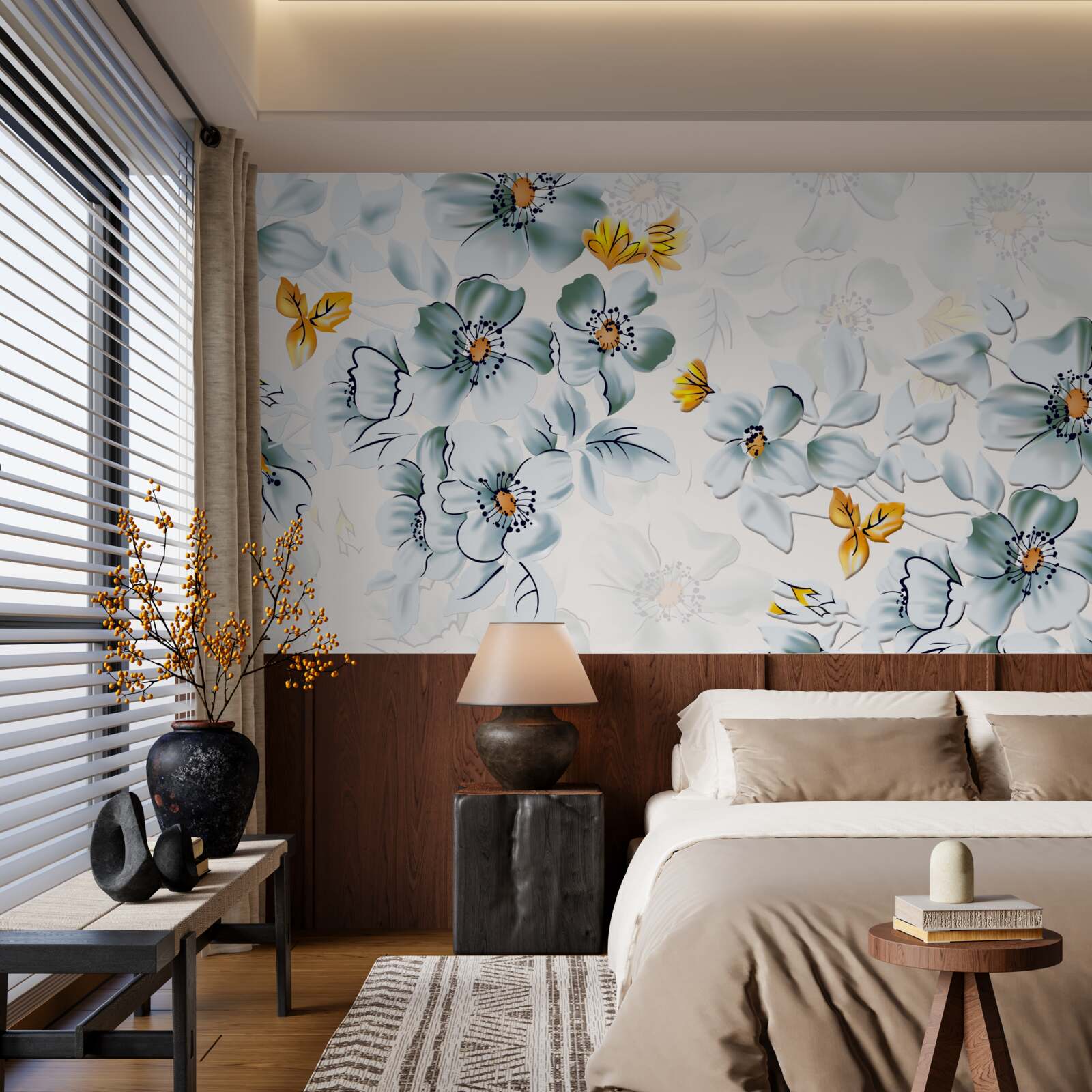 Papier peint les fleurs s'ouvrent tendrement