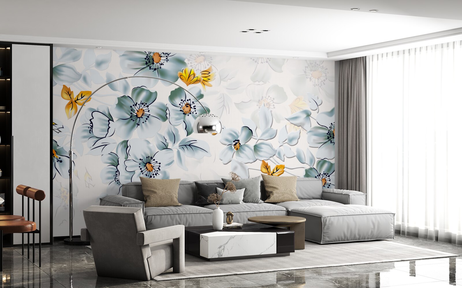 Papier peint les fleurs s'ouvrent tendrement