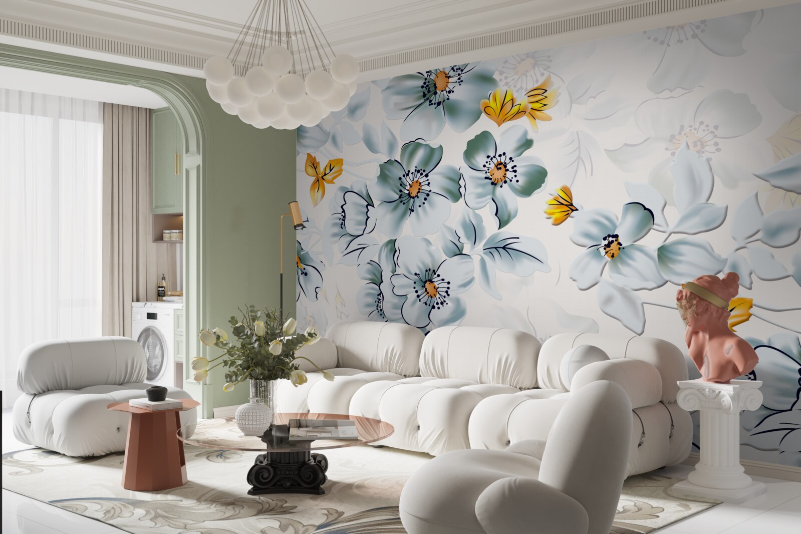 Papier peint les fleurs s'ouvrent tendrement