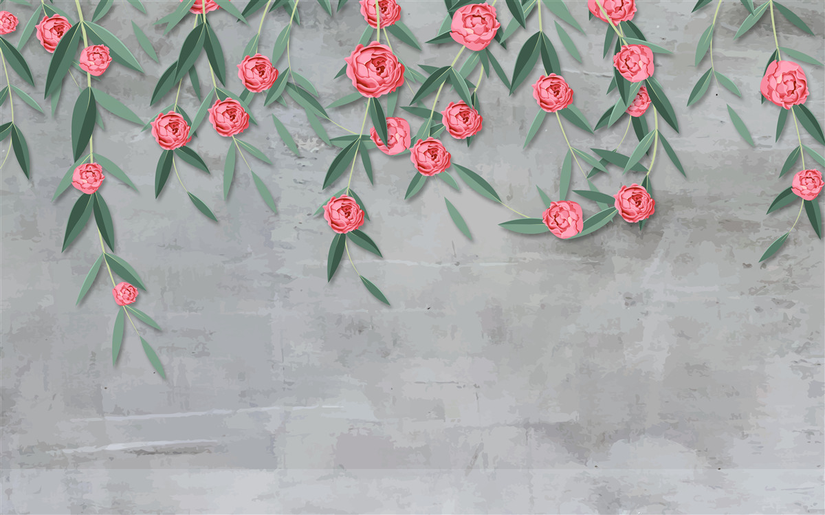 Papier peint nocturne floral en rose