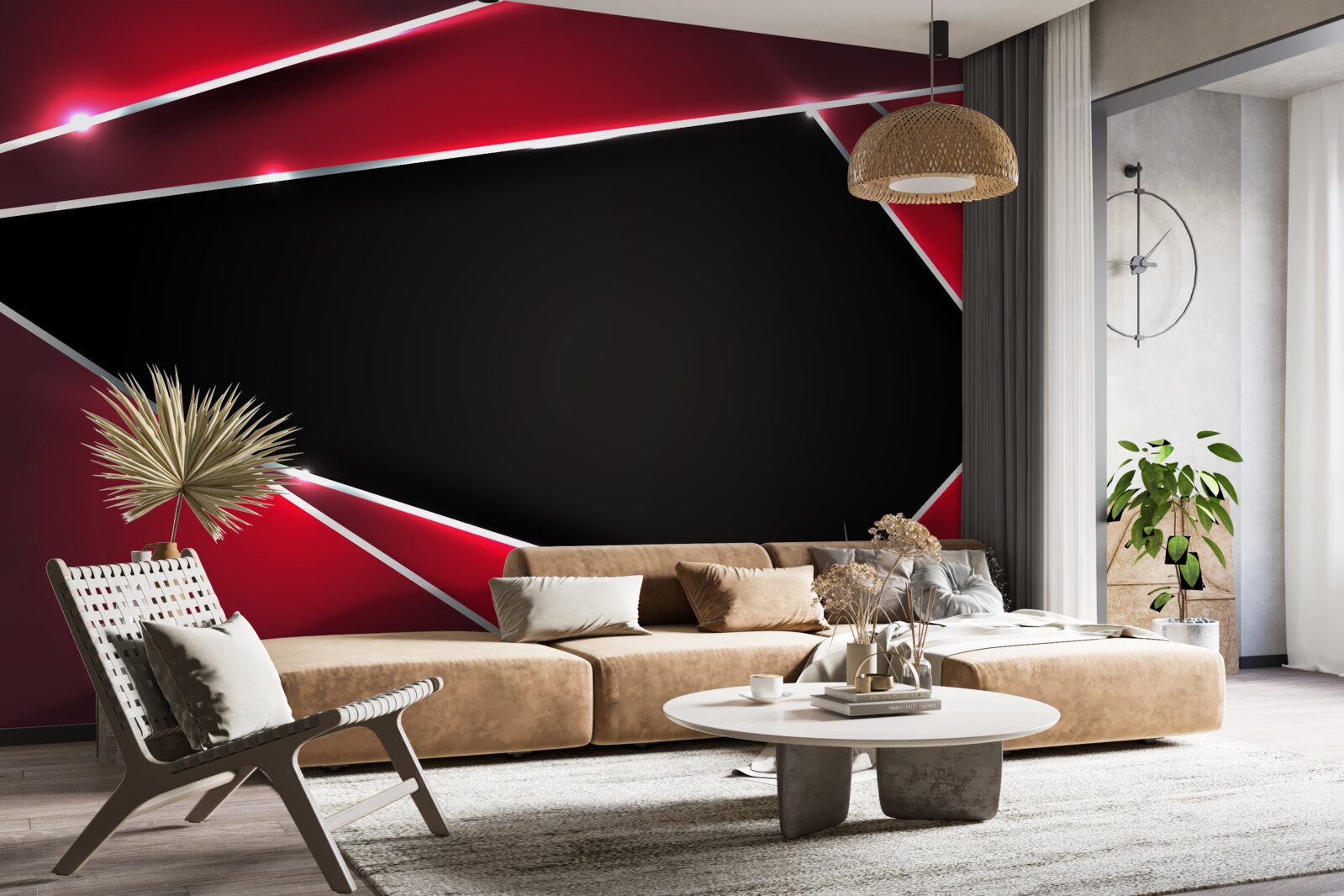 Papier peint fond exclusif en rouge et noir