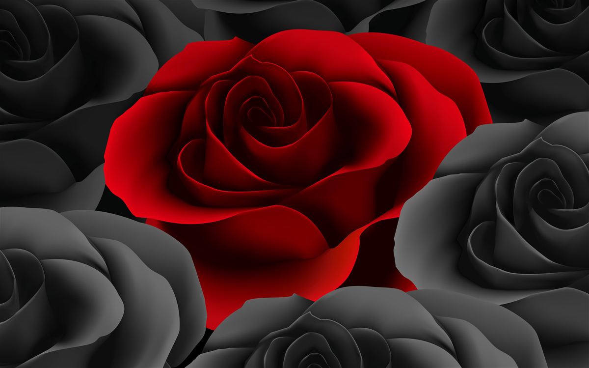 Papier peint une fleur colorée au milieu de la grisaille