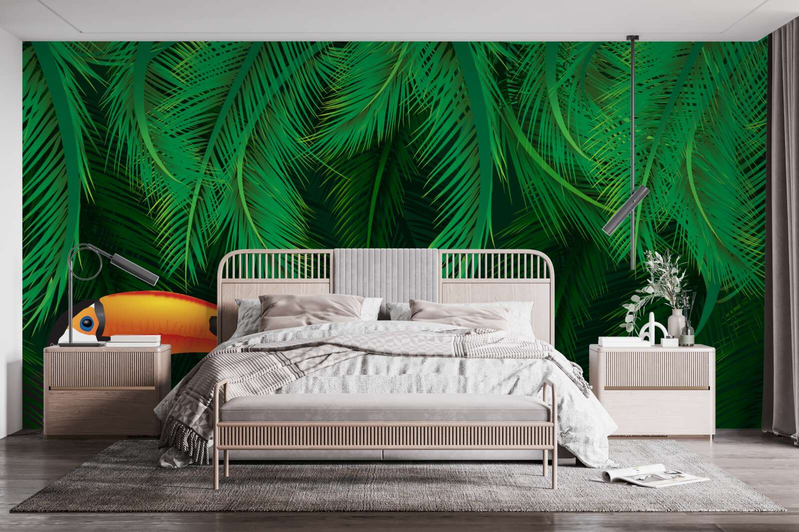 Papier peint toucan dans la verdure tropicale