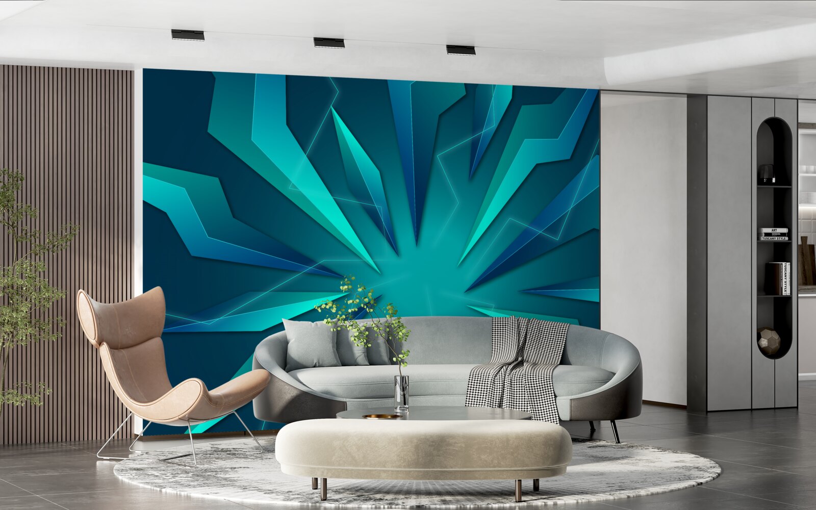 Papier peint courbes de vagues bleues et turquoises