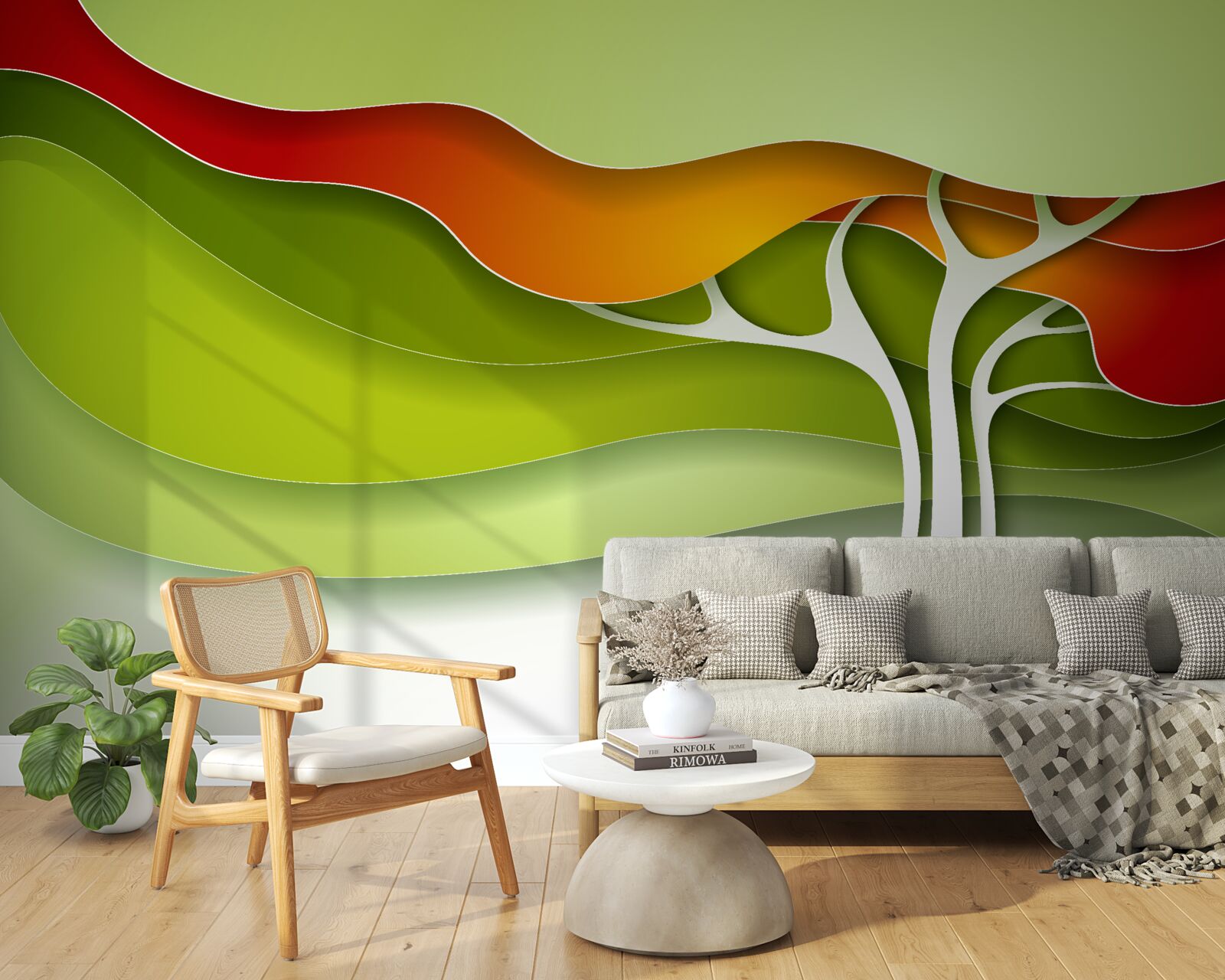 Papier peint la cime de l'arbre est peinte dans des tons automnaux lumineux