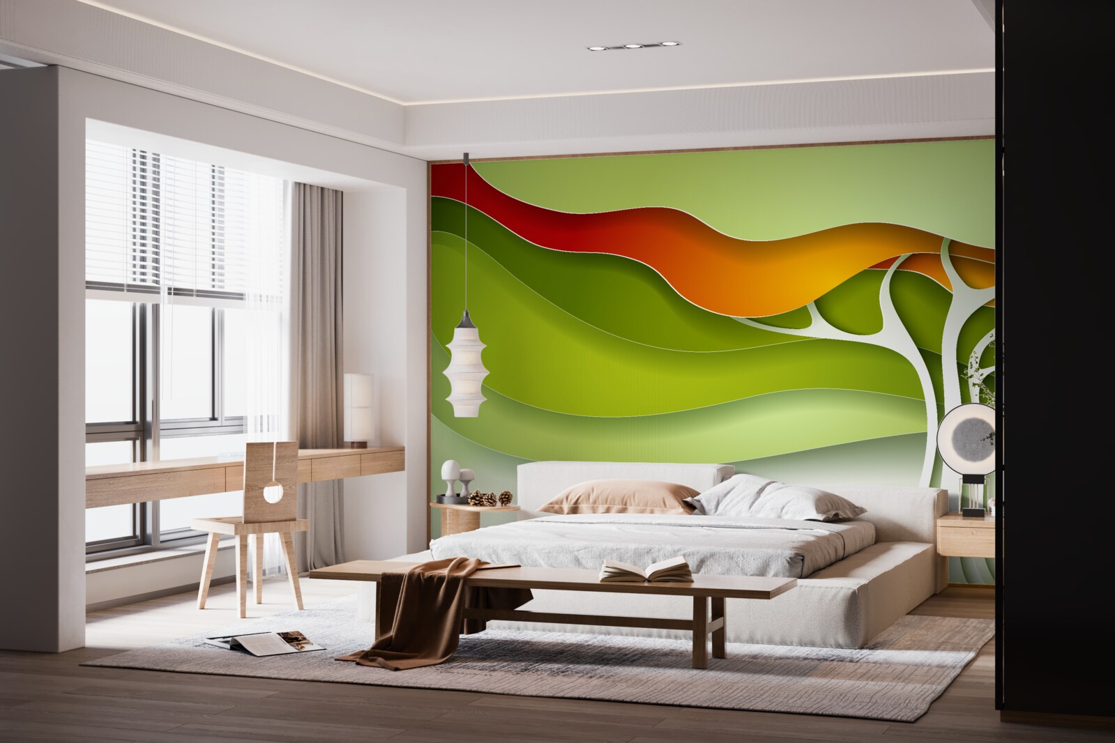 Papier peint la cime de l'arbre est peinte dans des tons automnaux lumineux