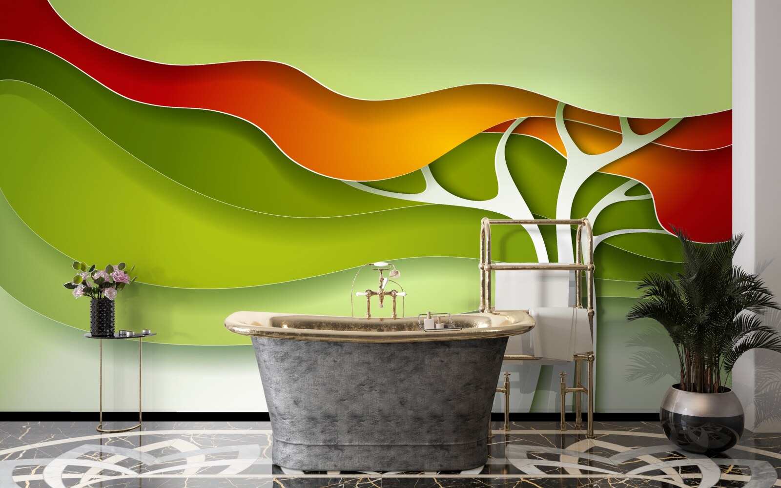 Papier peint la cime de l'arbre est peinte dans des tons automnaux lumineux