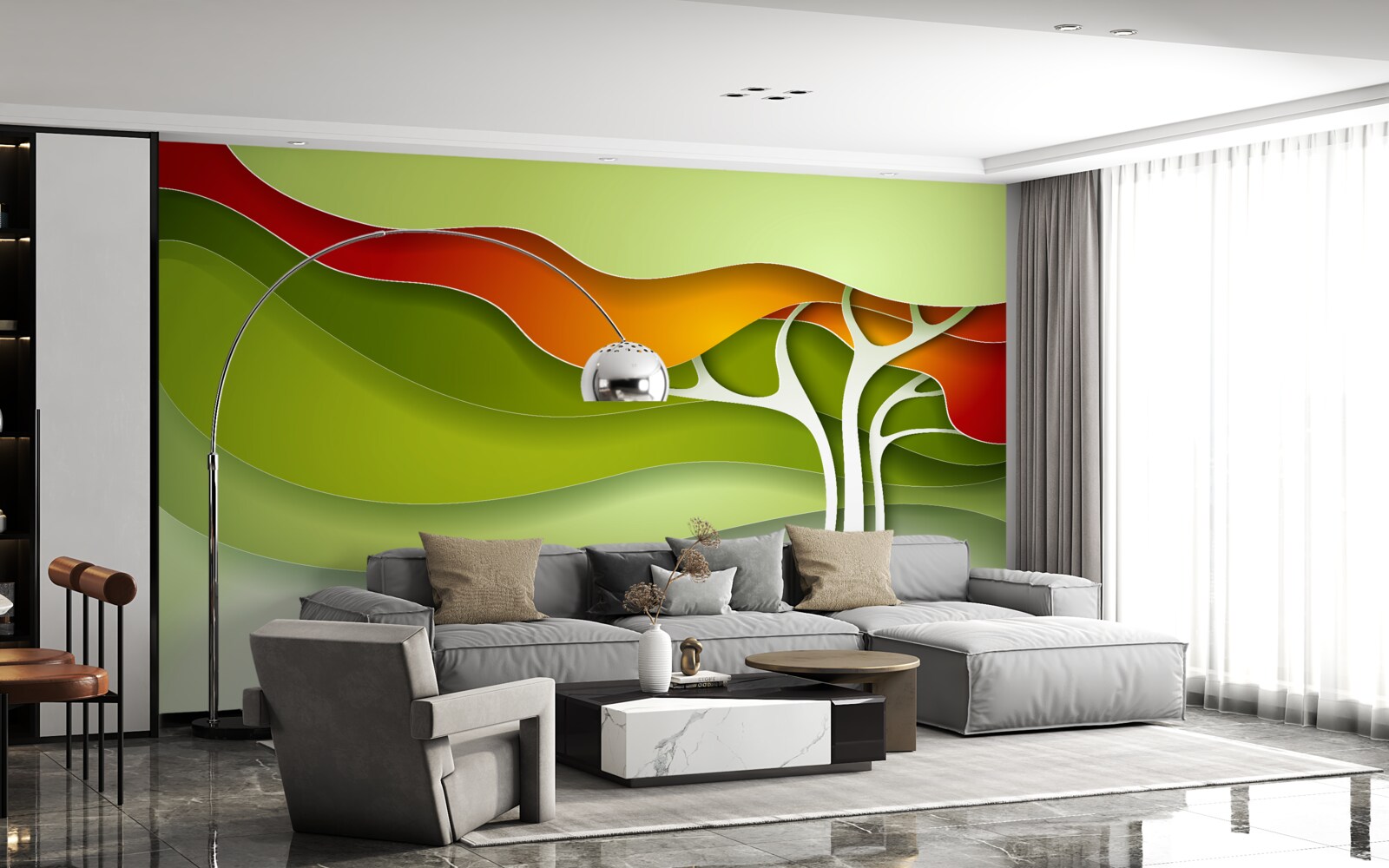 Papier peint la cime de l'arbre est peinte dans des tons automnaux lumineux