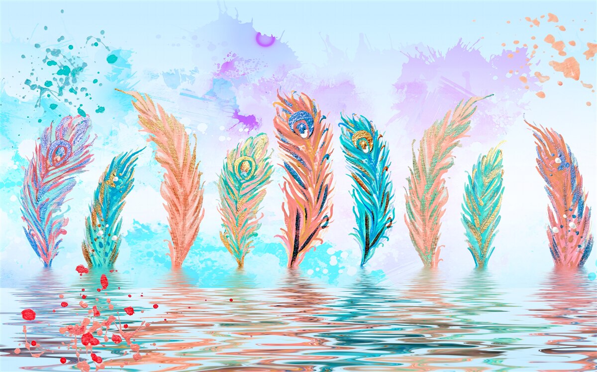Papier peint les plumes saillantes percent l'eau