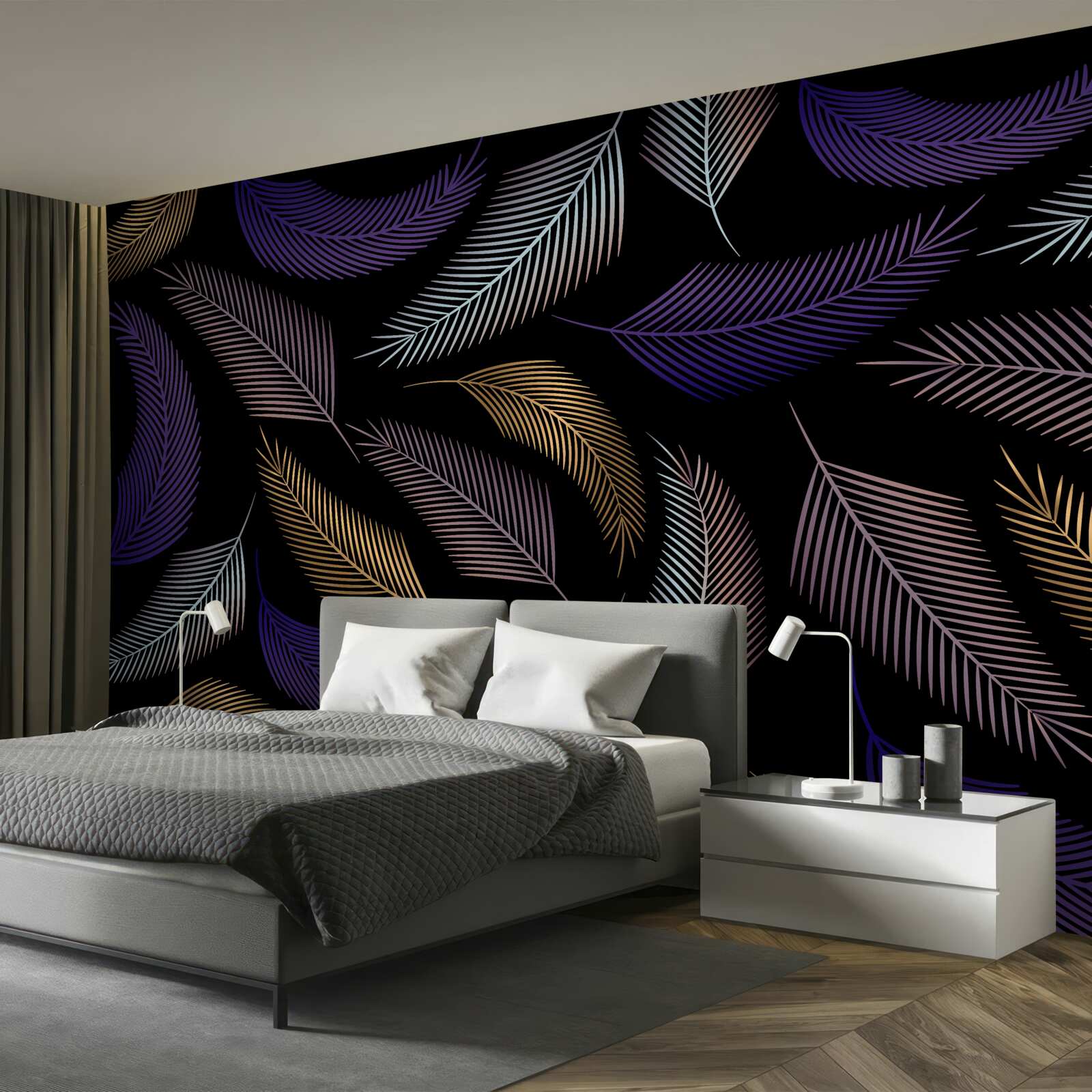 Papier peint feuilles d'automne aux couleurs sombres