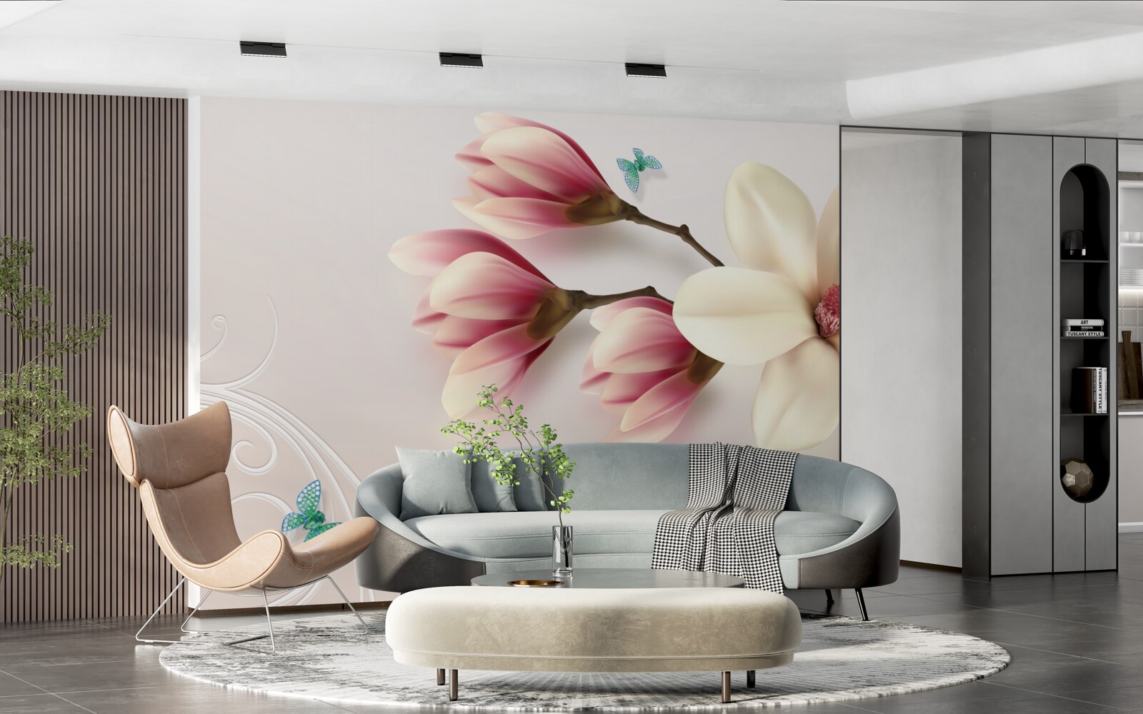 Papier peint magnolia blanc en pleine floraison