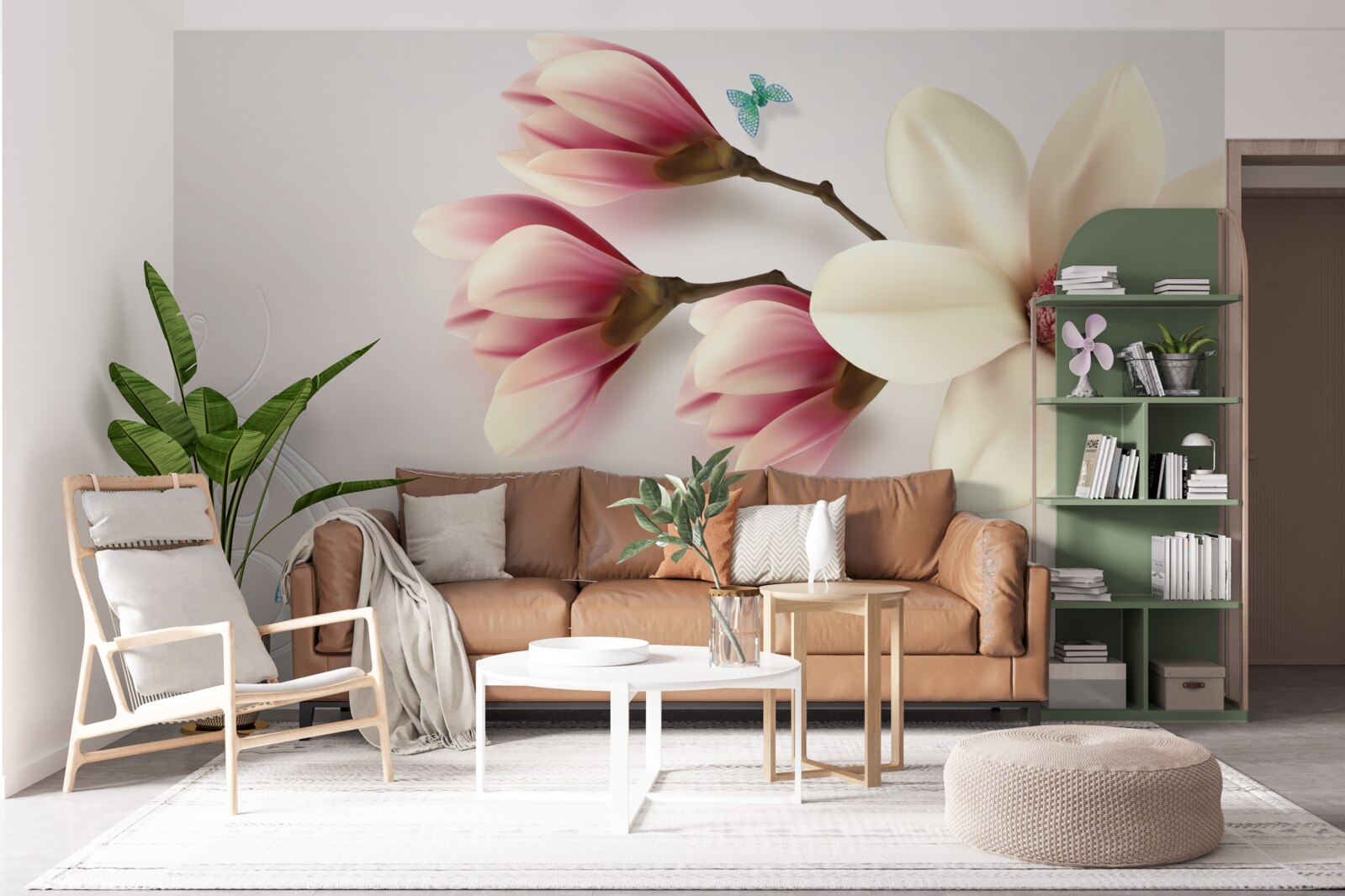 Papier peint magnolia blanc en pleine floraison