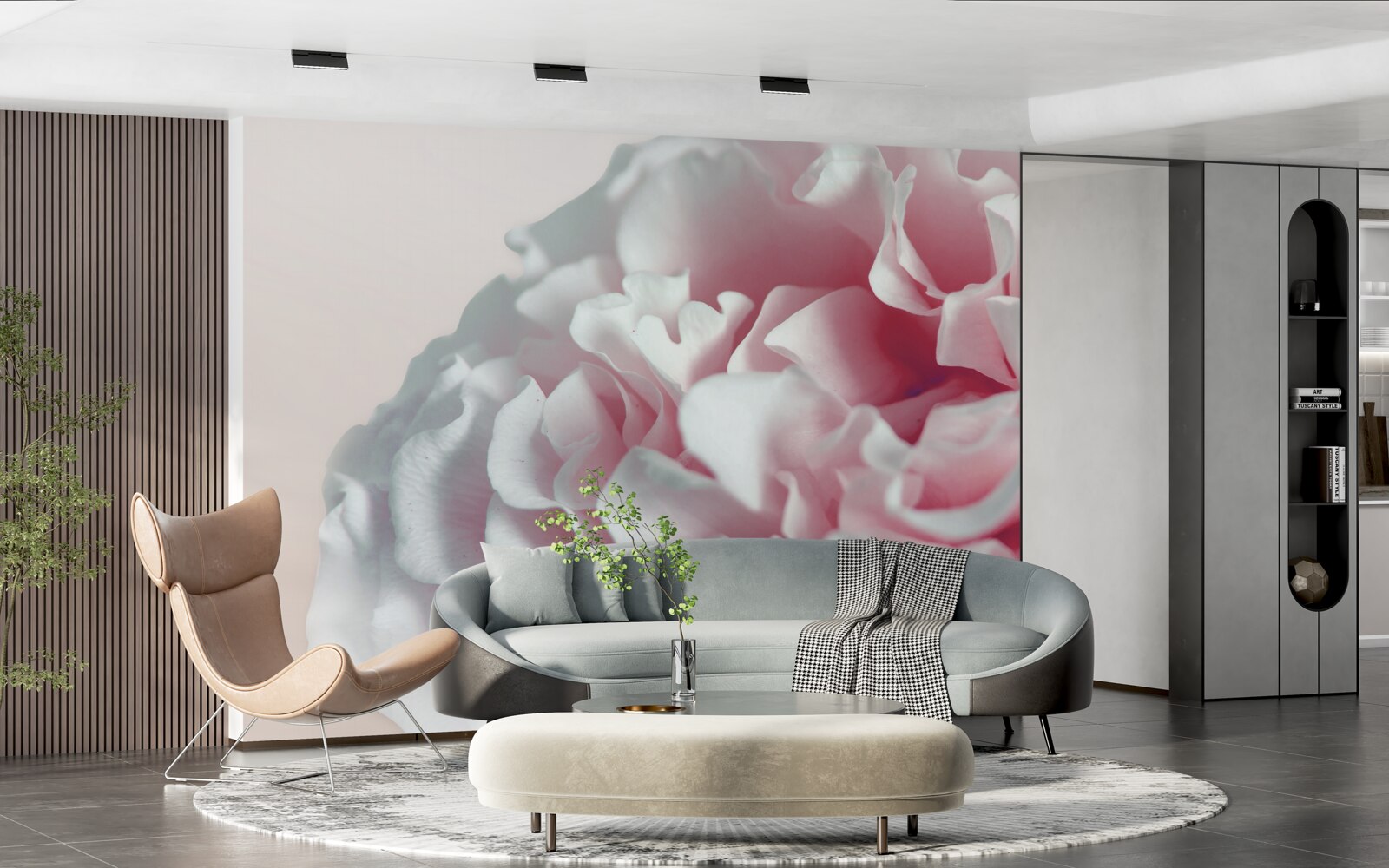 Papier peint beignet rose pâle et moelleux