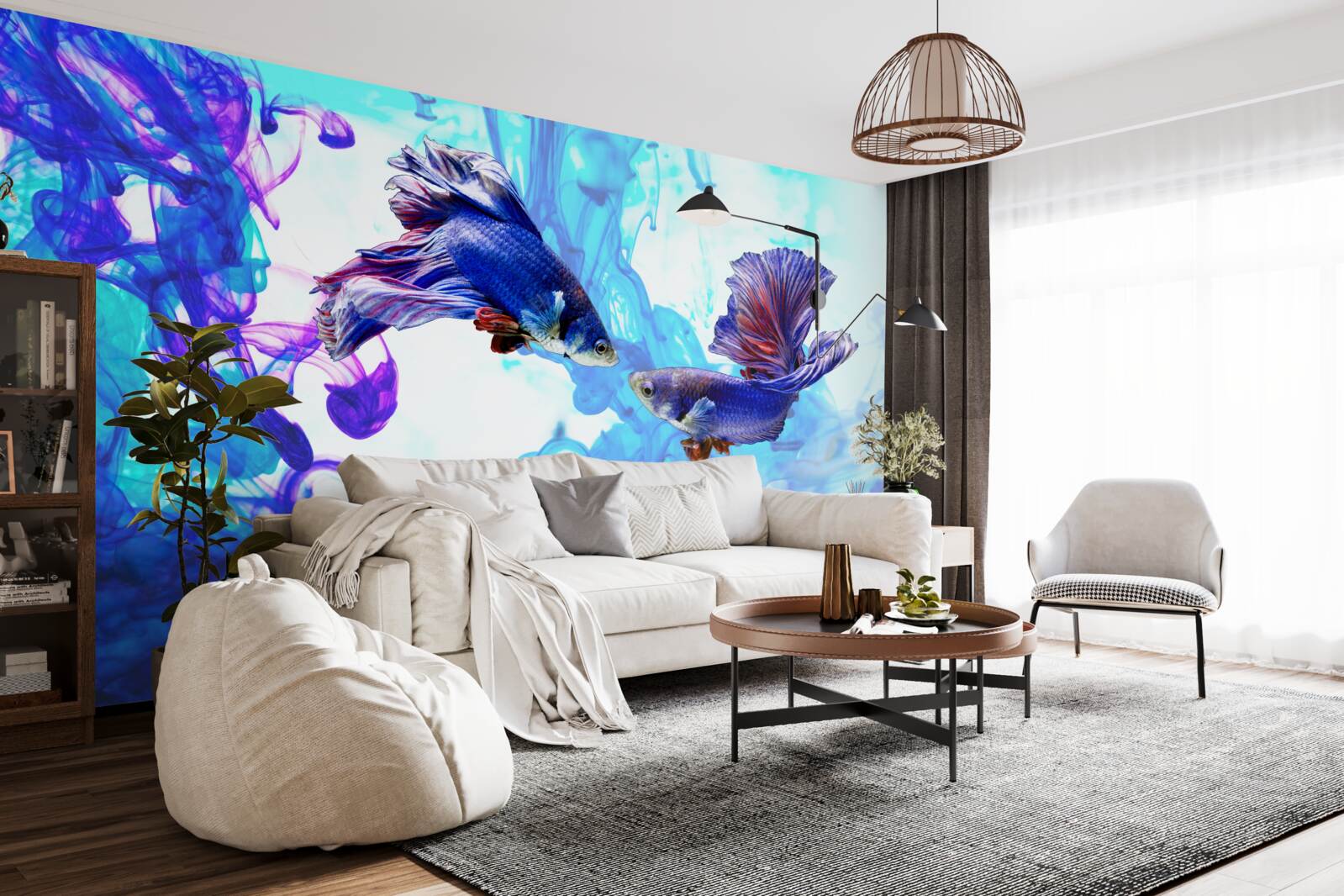 Papier peint les habitants de l'eau à queue jouent dans les éléments humides