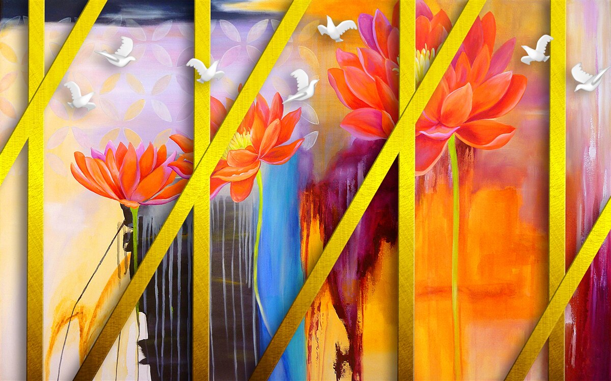 Papier peint l'abstraction aux couleurs de feu