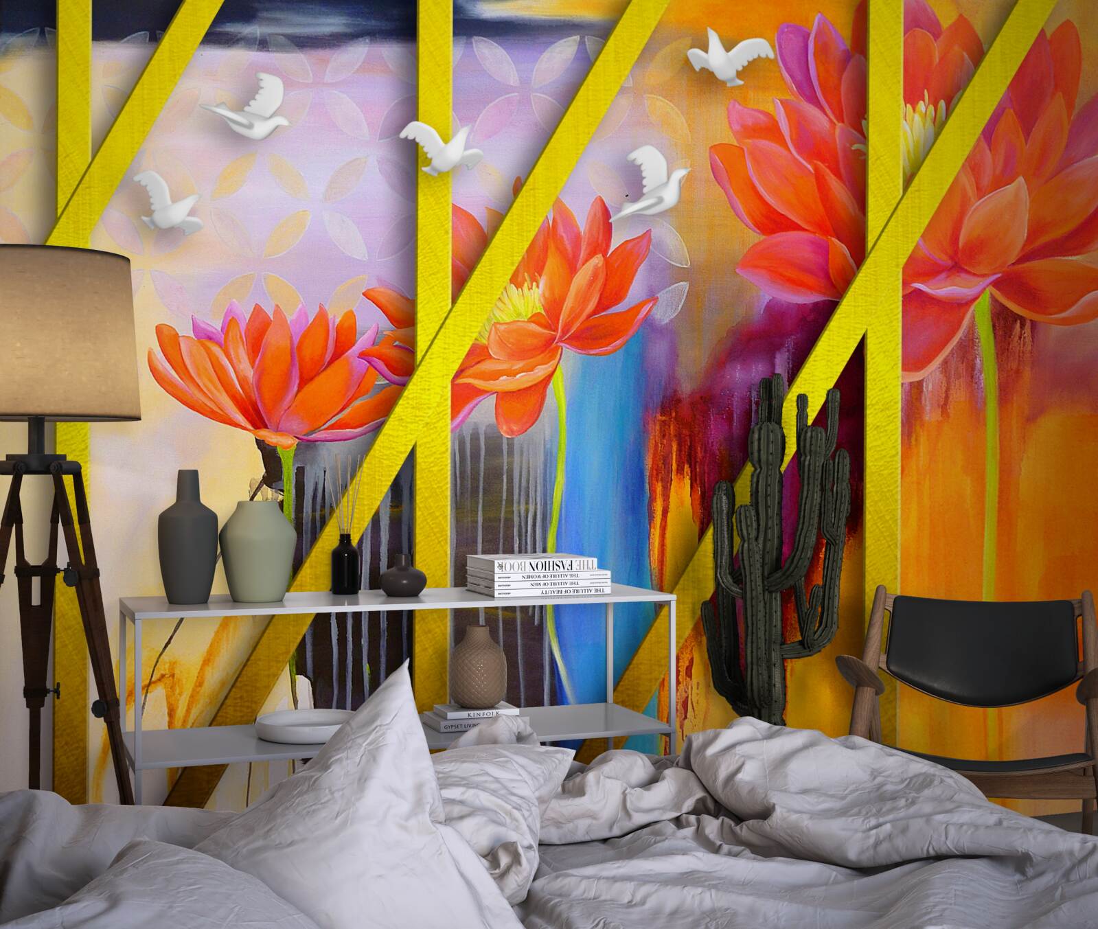 Papier peint l'abstraction aux couleurs de feu