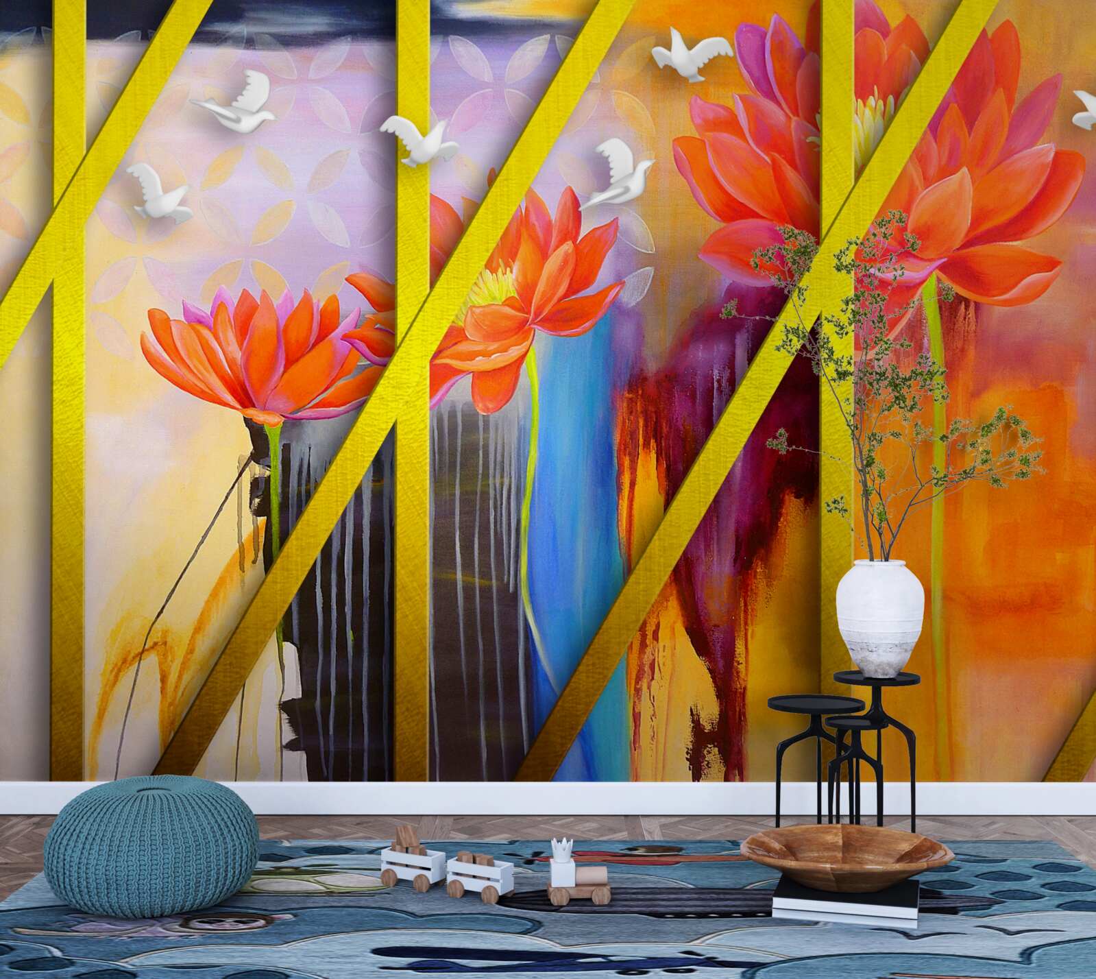 Papier peint l'abstraction aux couleurs de feu