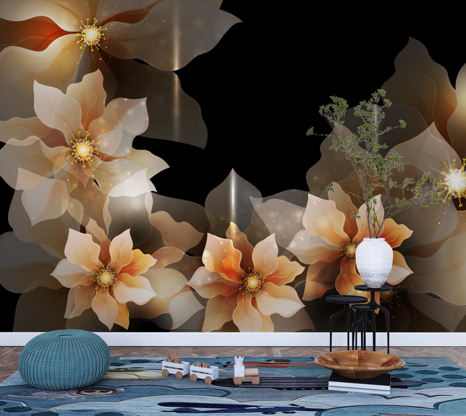 Papier peint la magie des belles fleurs