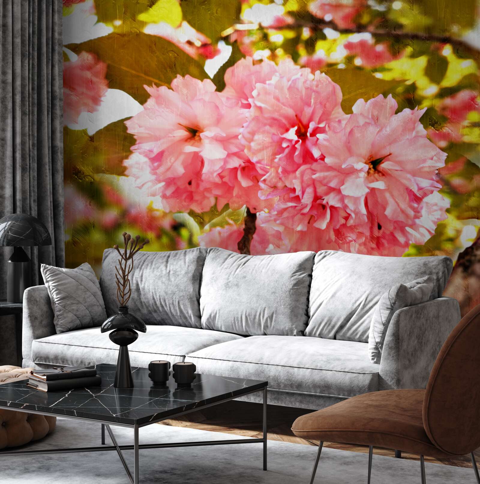 Papier peint kanzan sakura en pleine floraison