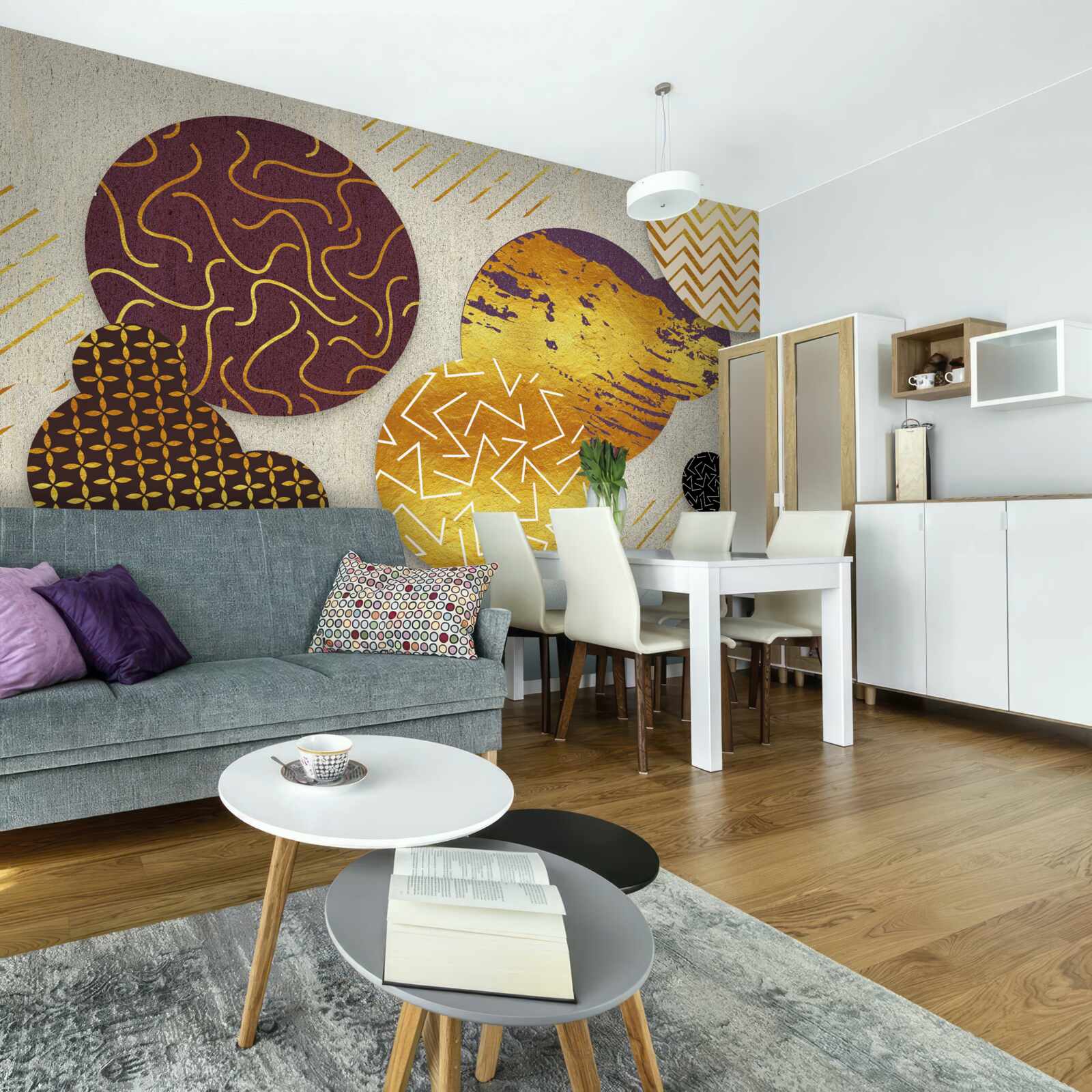 Papier peint peintures abstraites dans les tons de brun et de violet