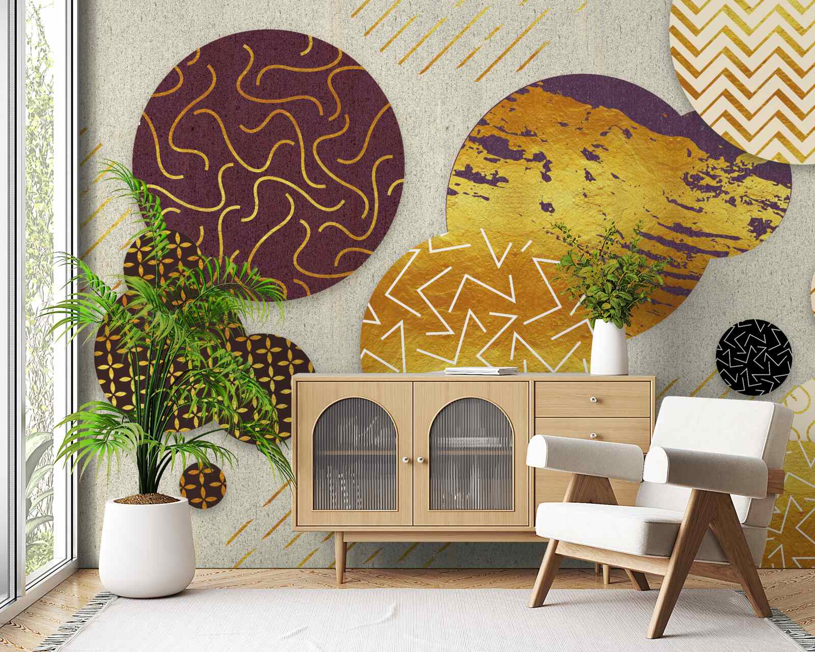 Papier peint peintures abstraites dans les tons de brun et de violet