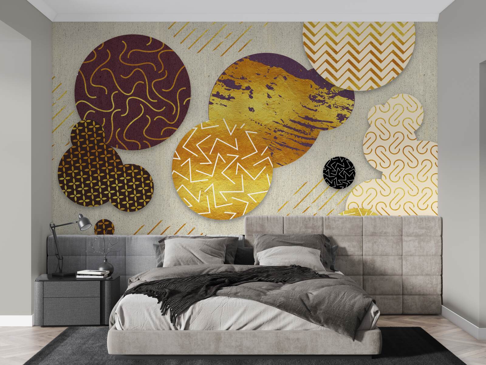 Papier peint peintures abstraites dans les tons de brun et de violet