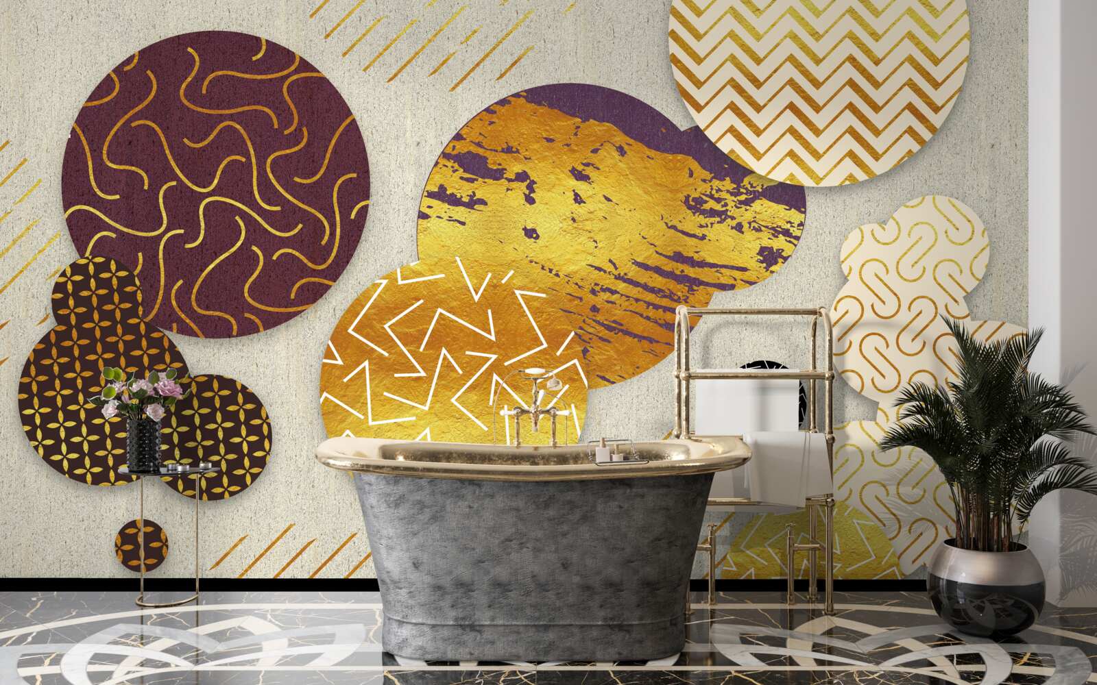 Papier peint peintures abstraites dans les tons de brun et de violet