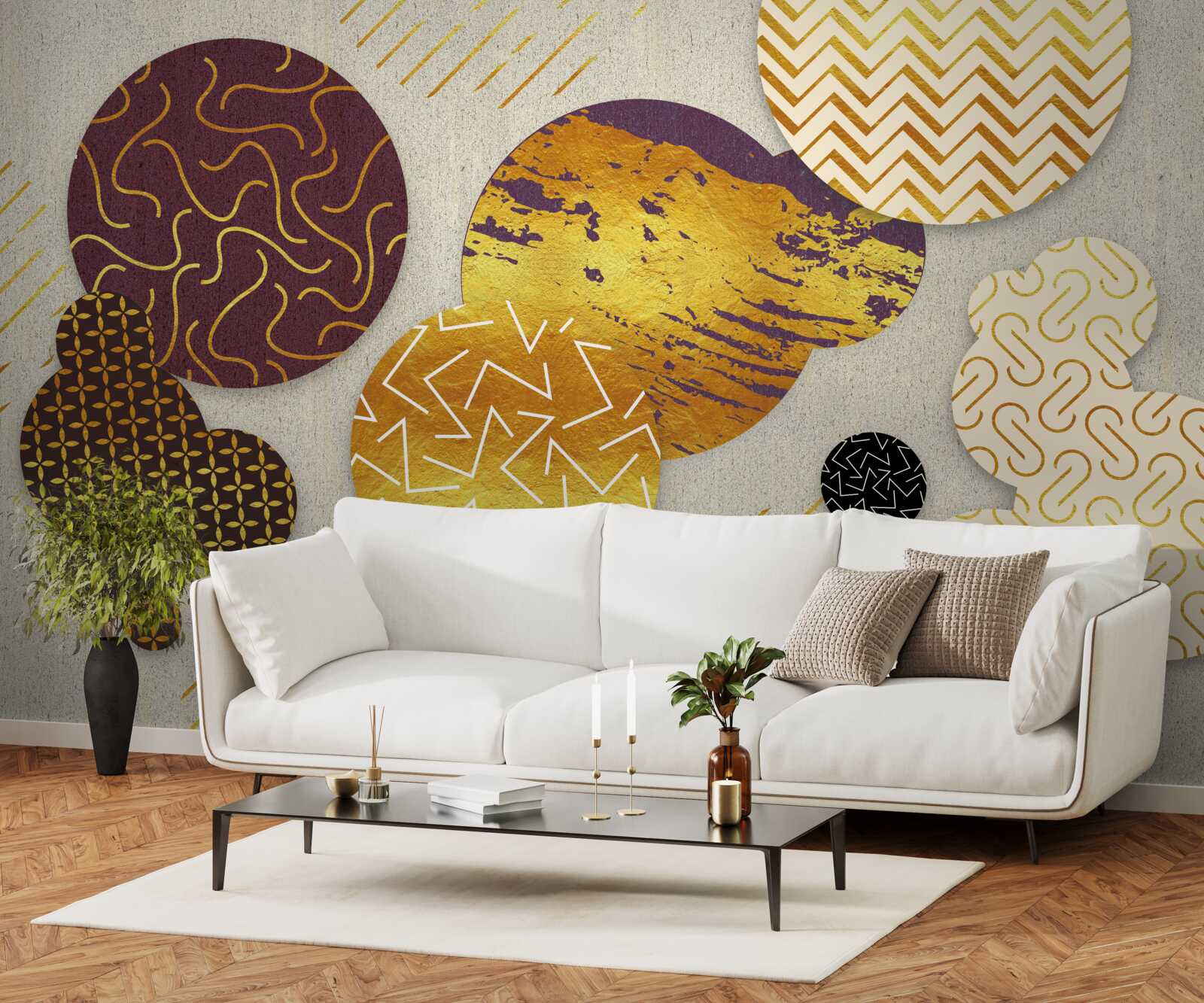 Papier peint peintures abstraites dans les tons de brun et de violet