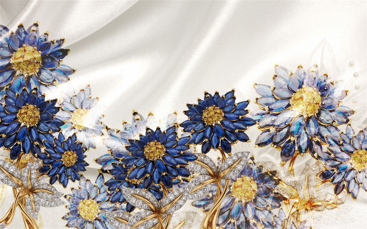 Papier peint fleurs de saphir étonnantes