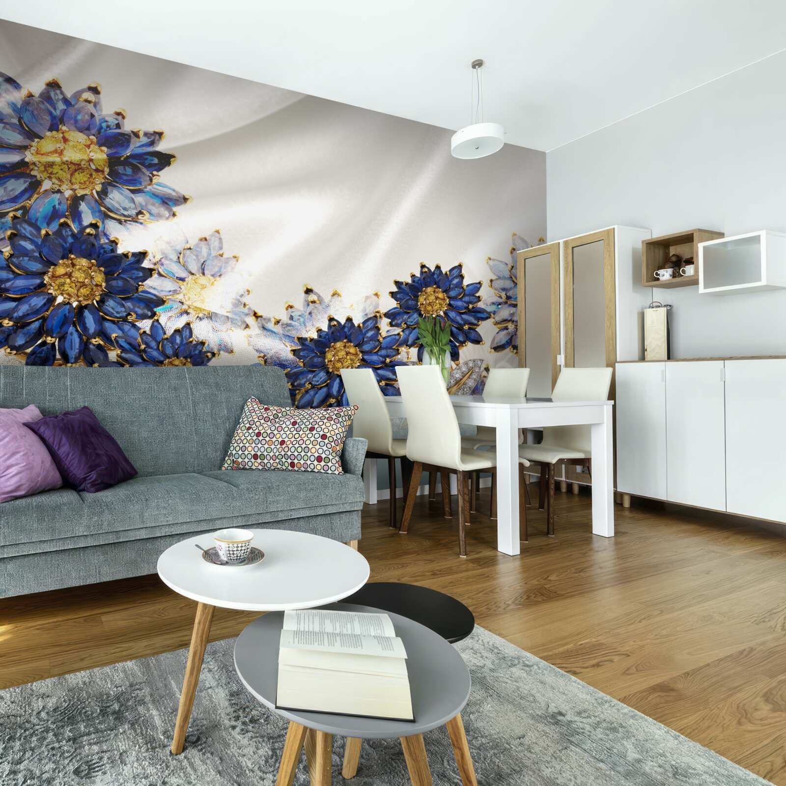 Papier peint fleurs de saphir étonnantes