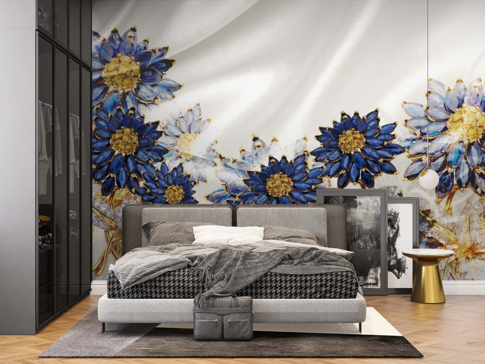 Papier peint fleurs de saphir étonnantes