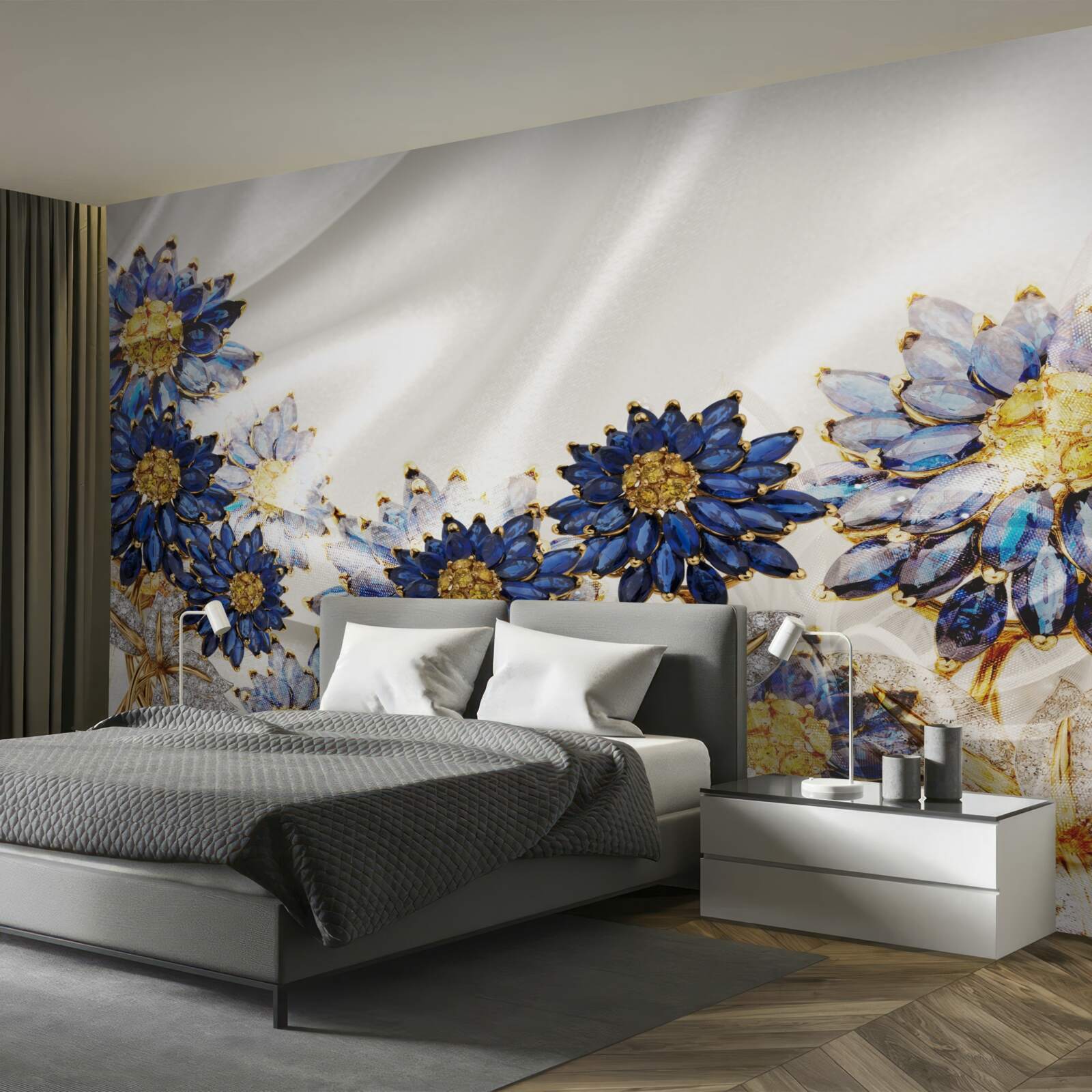 Papier peint fleurs de saphir étonnantes