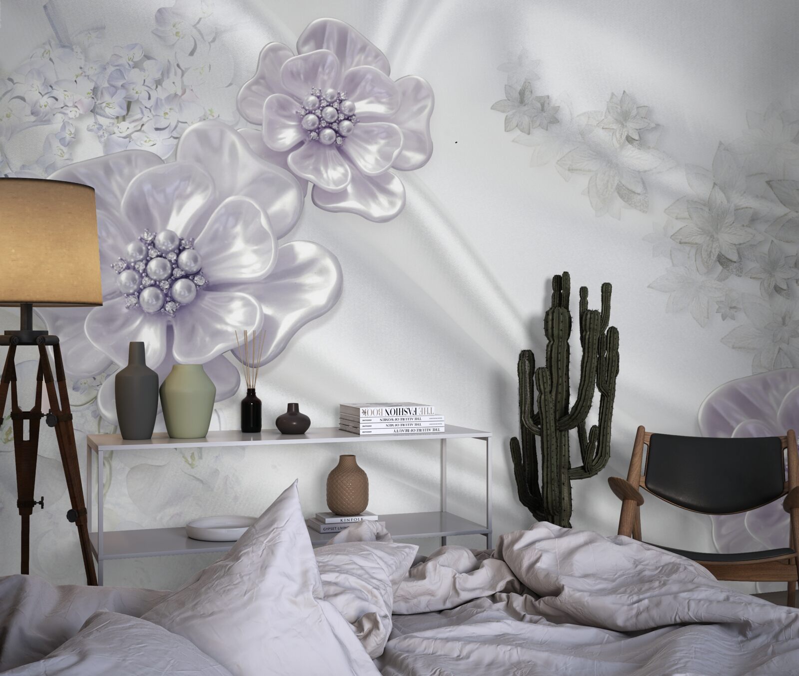 Papier peint La soie présente de belles fleurs lilas