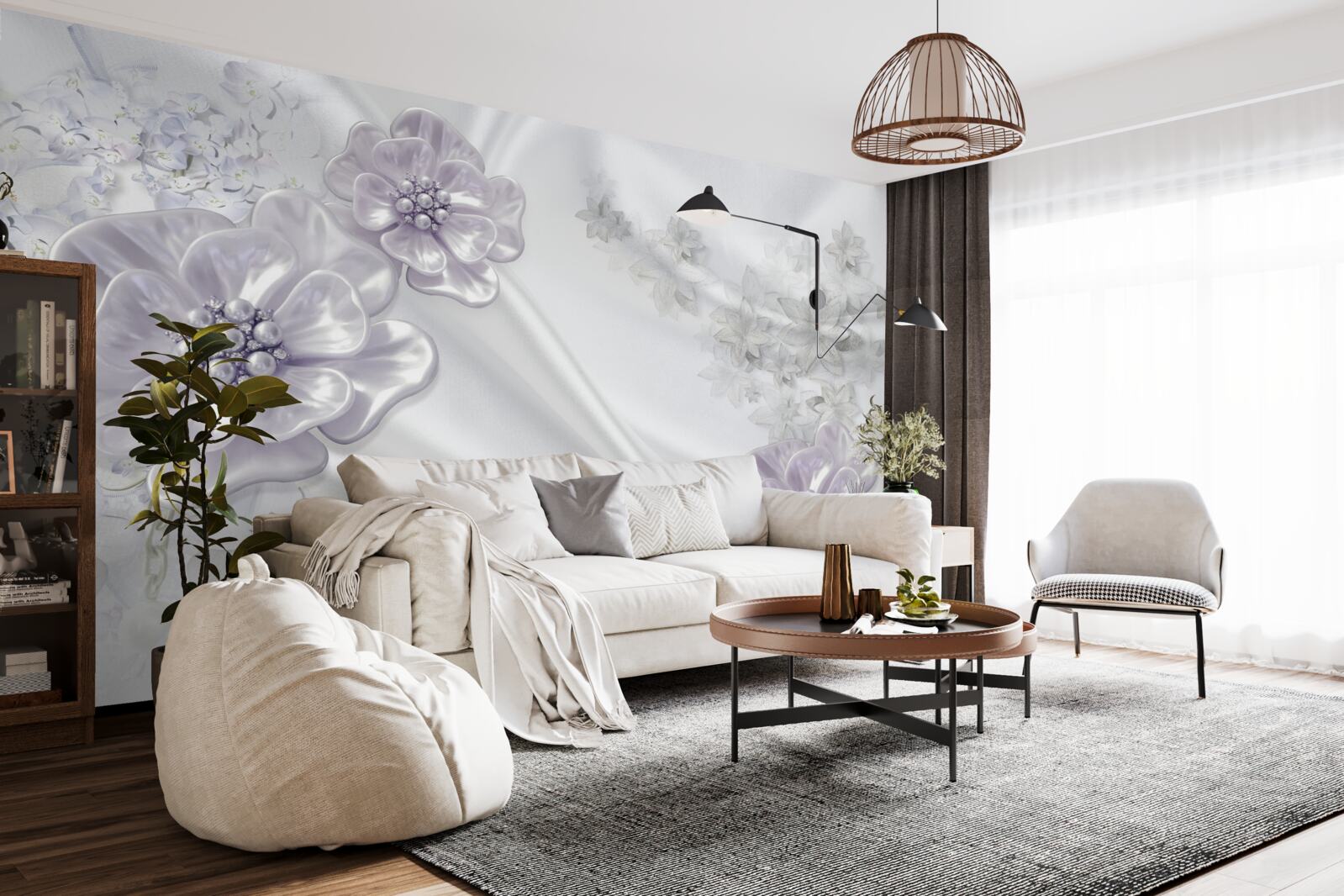 Papier peint La soie présente de belles fleurs lilas