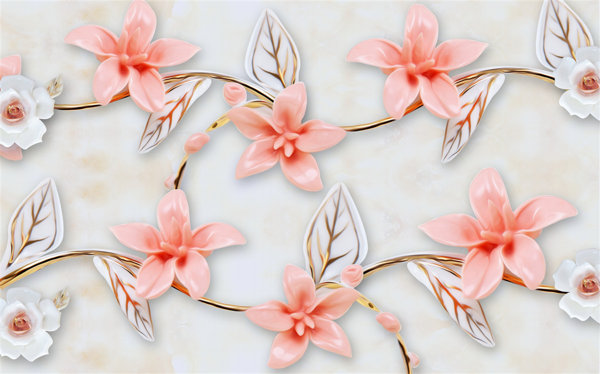 Papier peint magnolias roses sur les branches