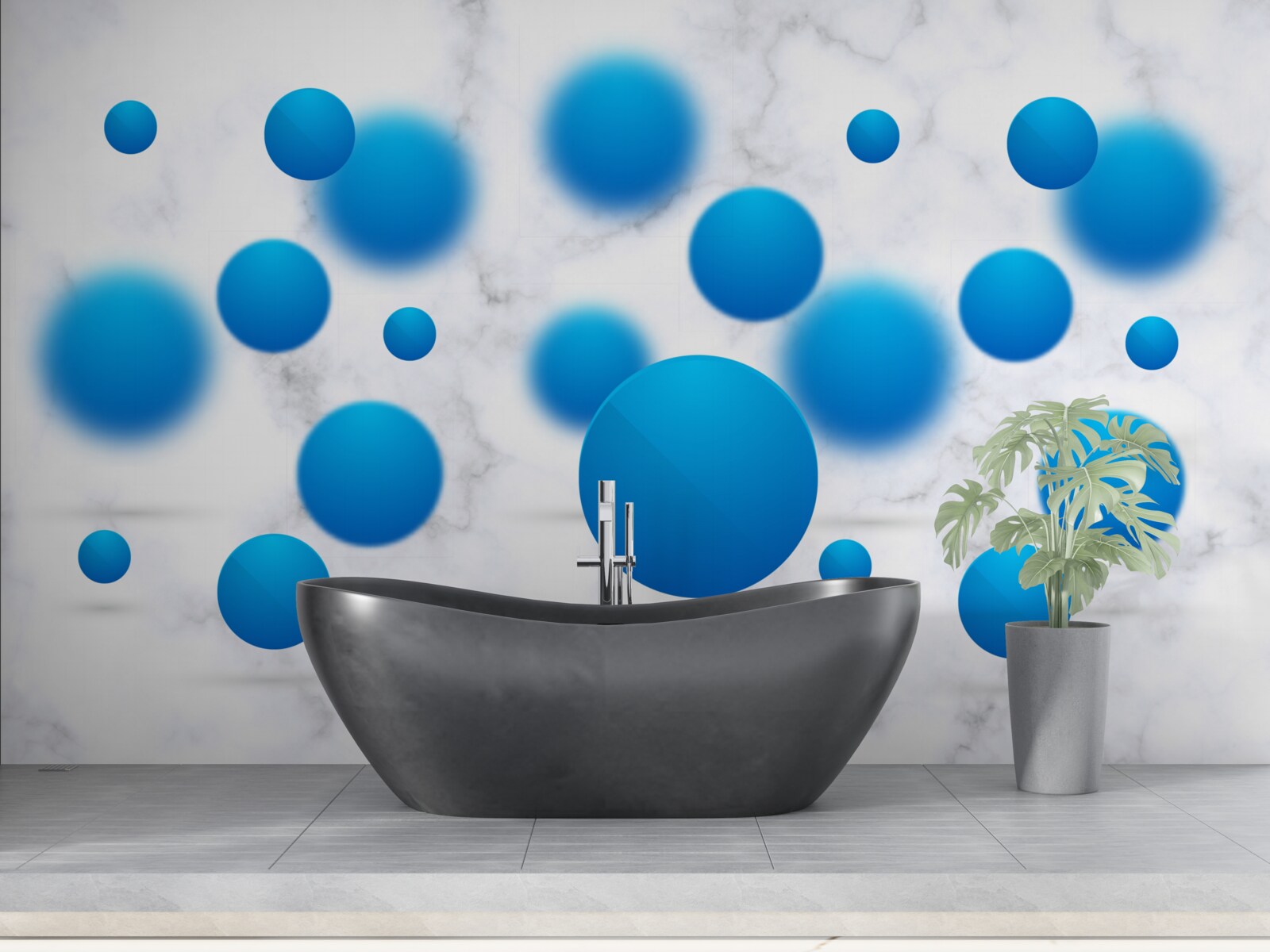 Papier peint cercles bleus flottant dans l'air