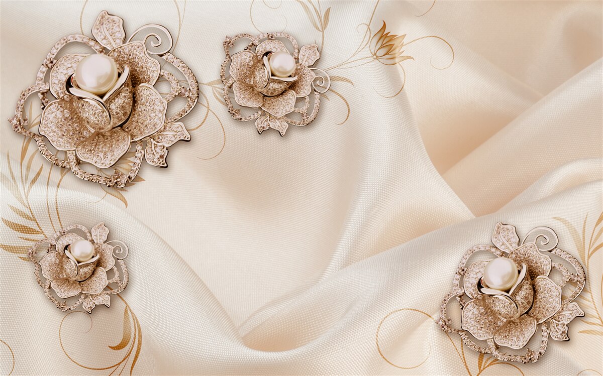 Papier peint combinaison de soie pêche délicate et de fleurs