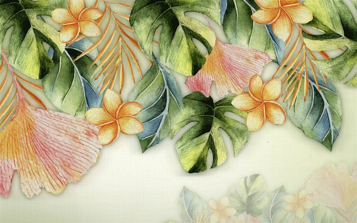 Papier peint Feuilles colorées des tropiques